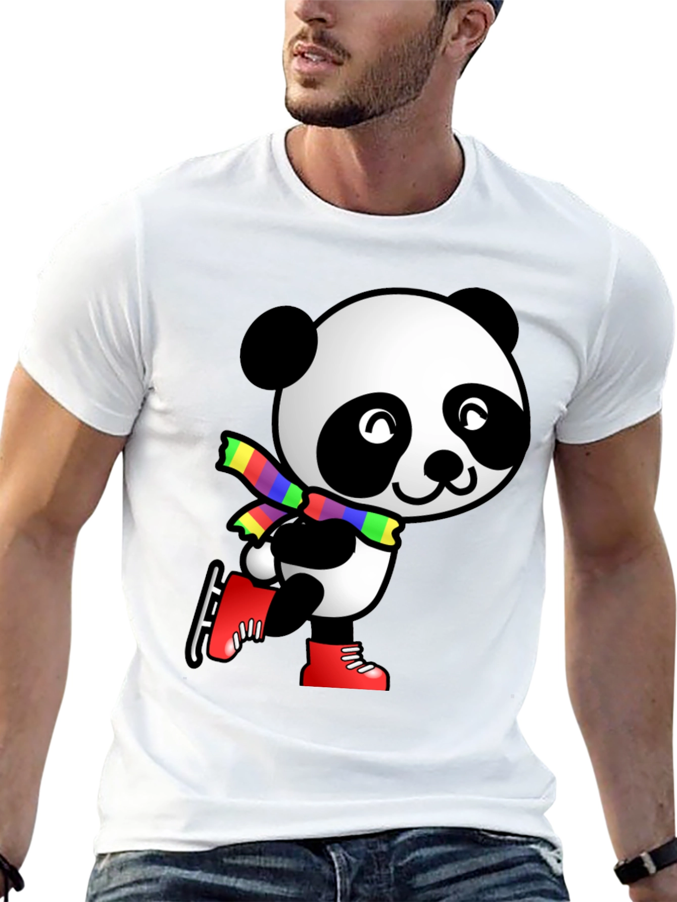 Panda Ice Skater Graphic Tee - Black