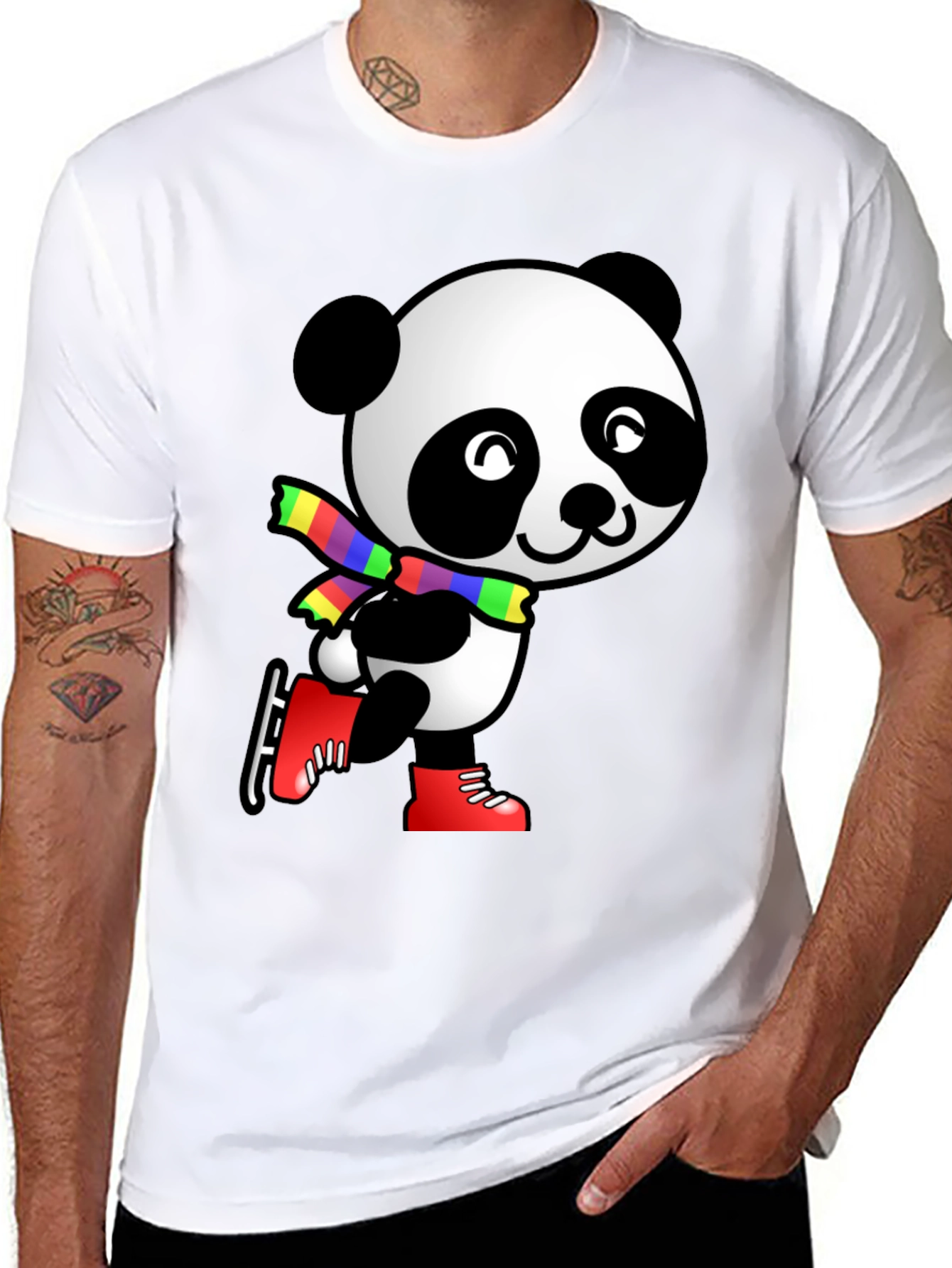 Panda Ice Skater Graphic Tee - Black