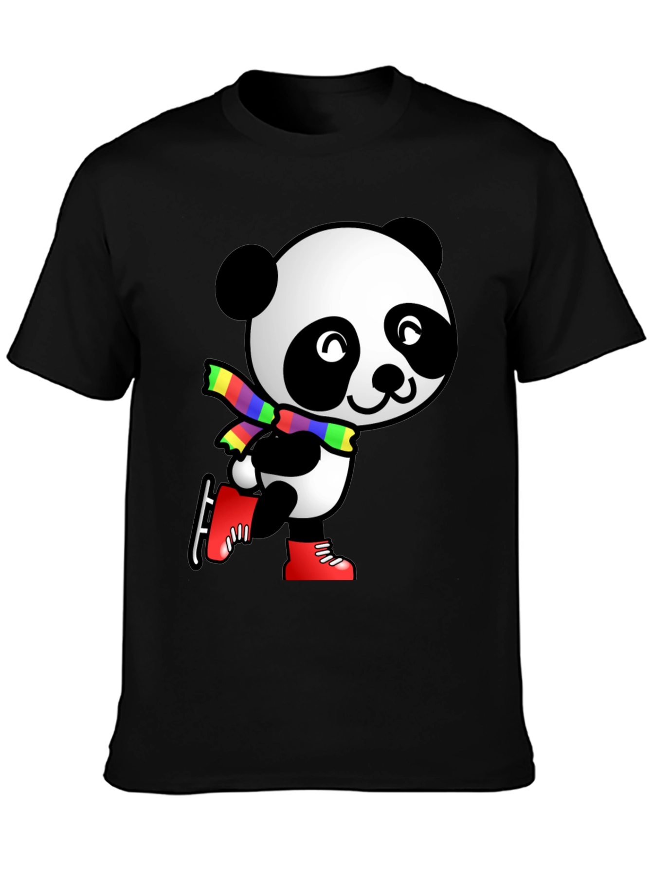 Panda Ice Skater Graphic Tee - Black