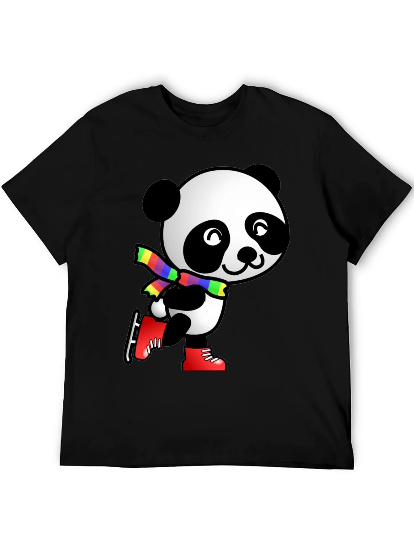 Panda Ice Skater Graphic Tee - Black