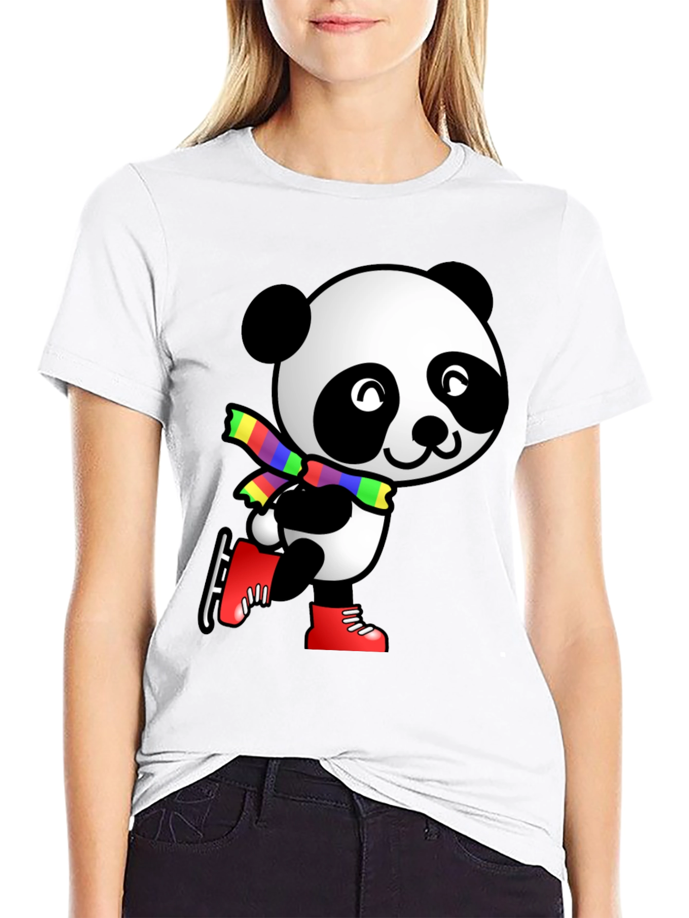 Panda Ice Skater Graphic Tee - Black