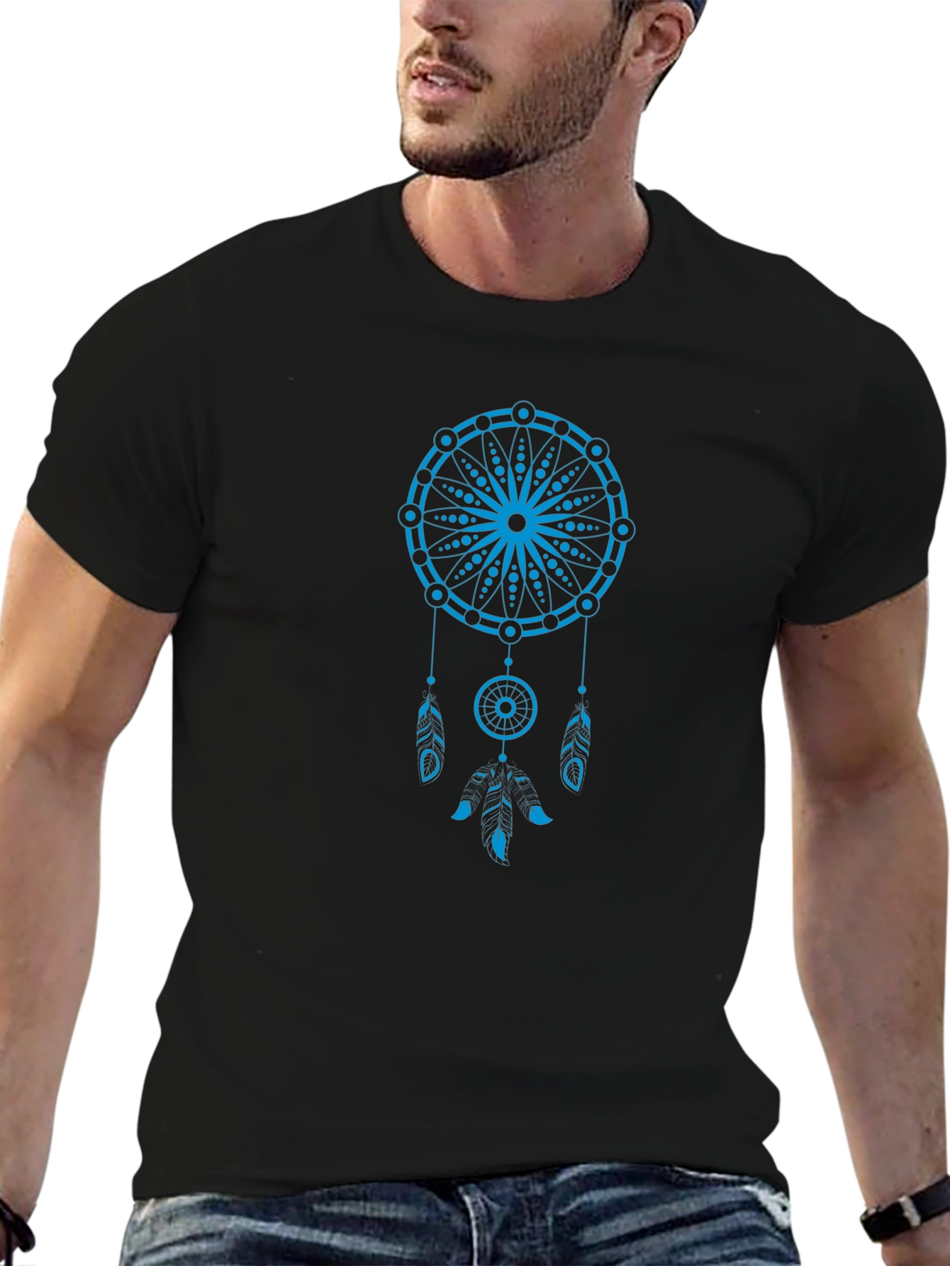 Dreamcatcher Graphic Tee - Soft Black Cotton Blend