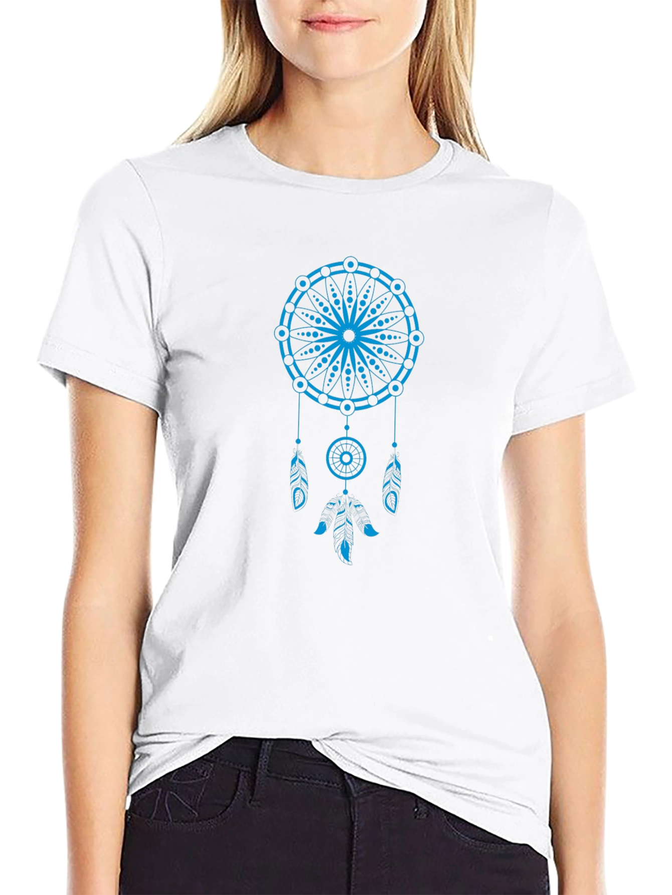 Dreamcatcher Graphic Tee - Soft Black Cotton Blend