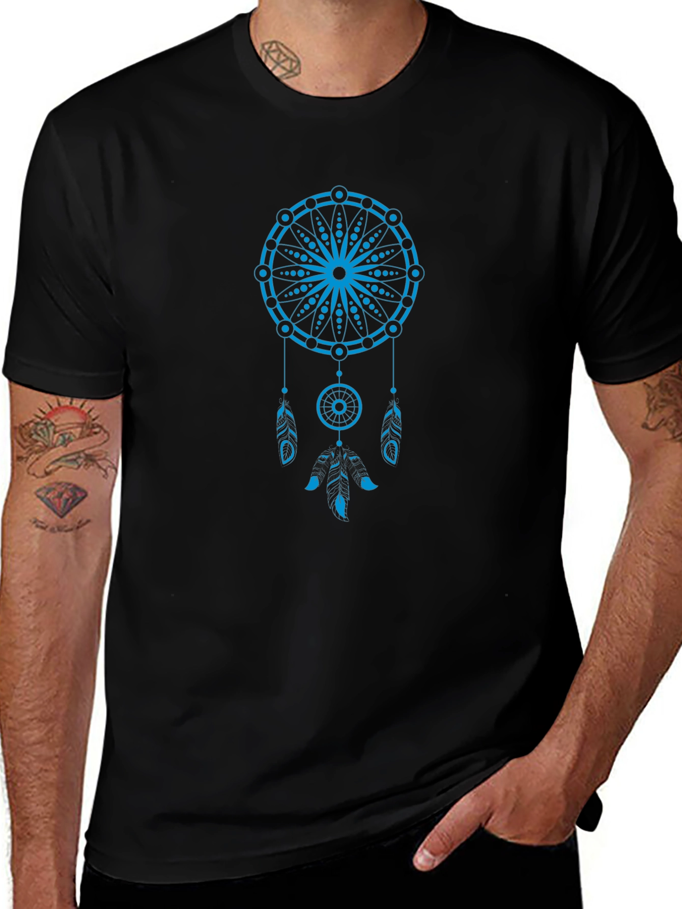 Dreamcatcher Graphic Tee - Soft Black Cotton Blend