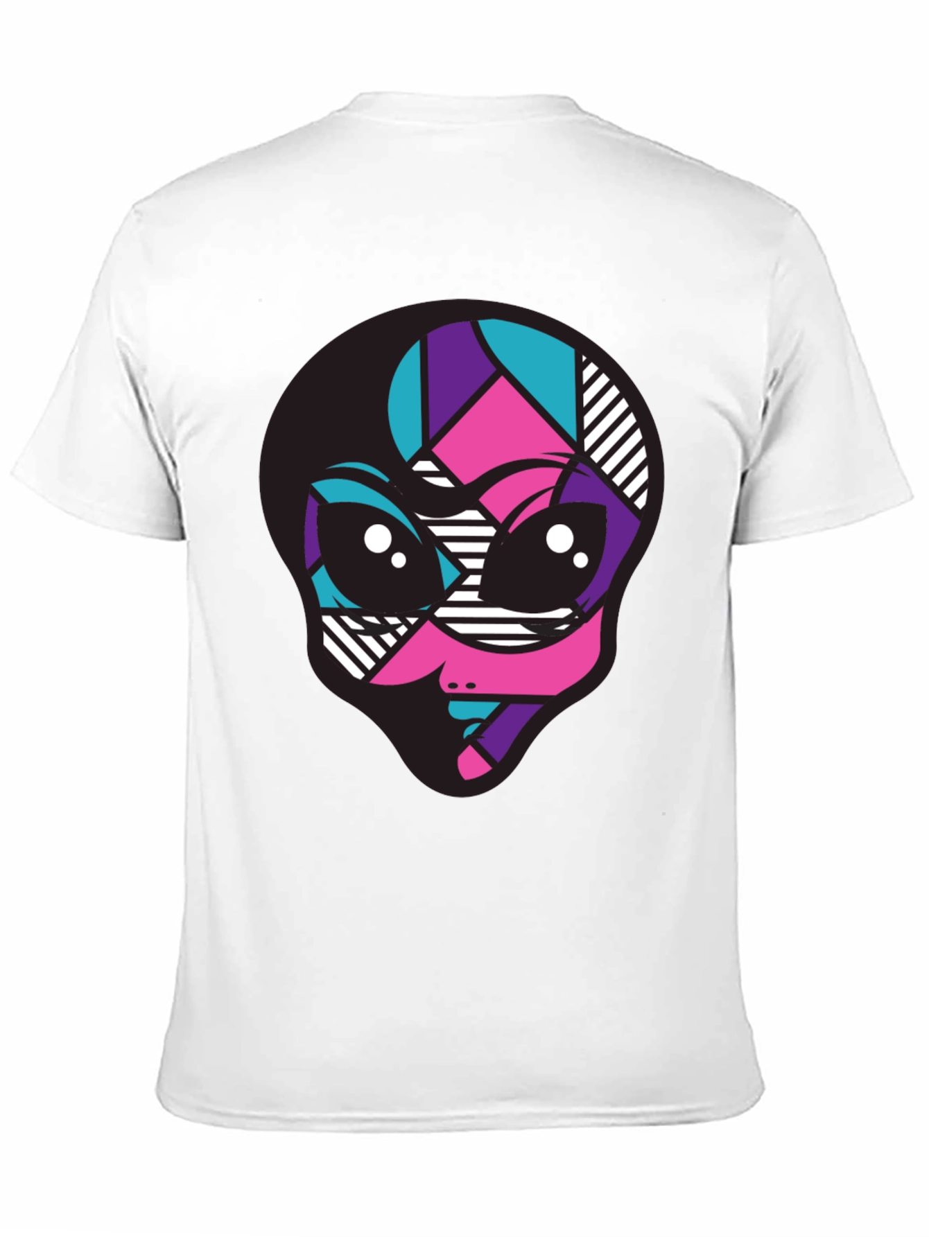 Vibrant Alien Graphic Tee - Black Crew Neck