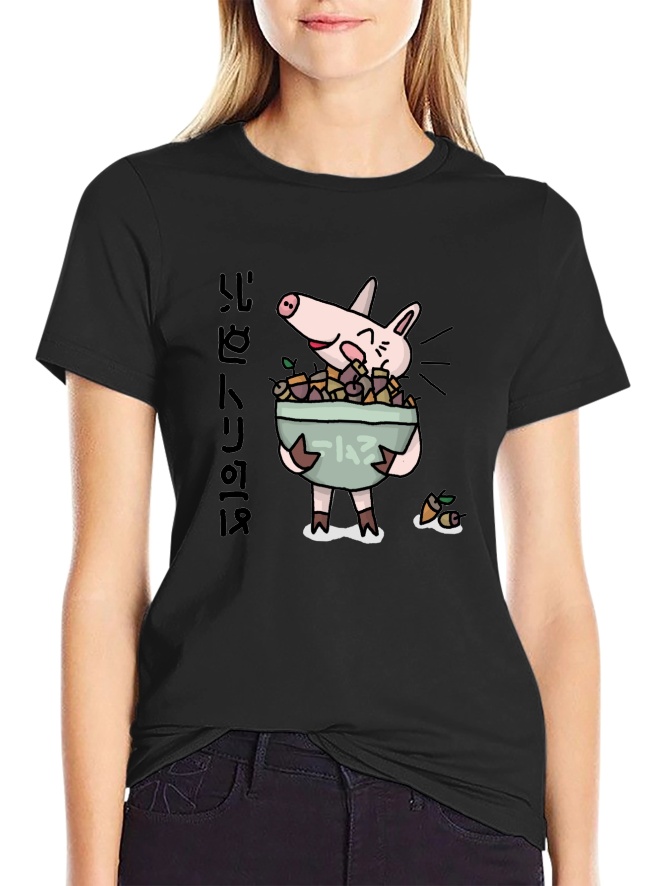 Funny Pig Ramen Graphic T-Shirt