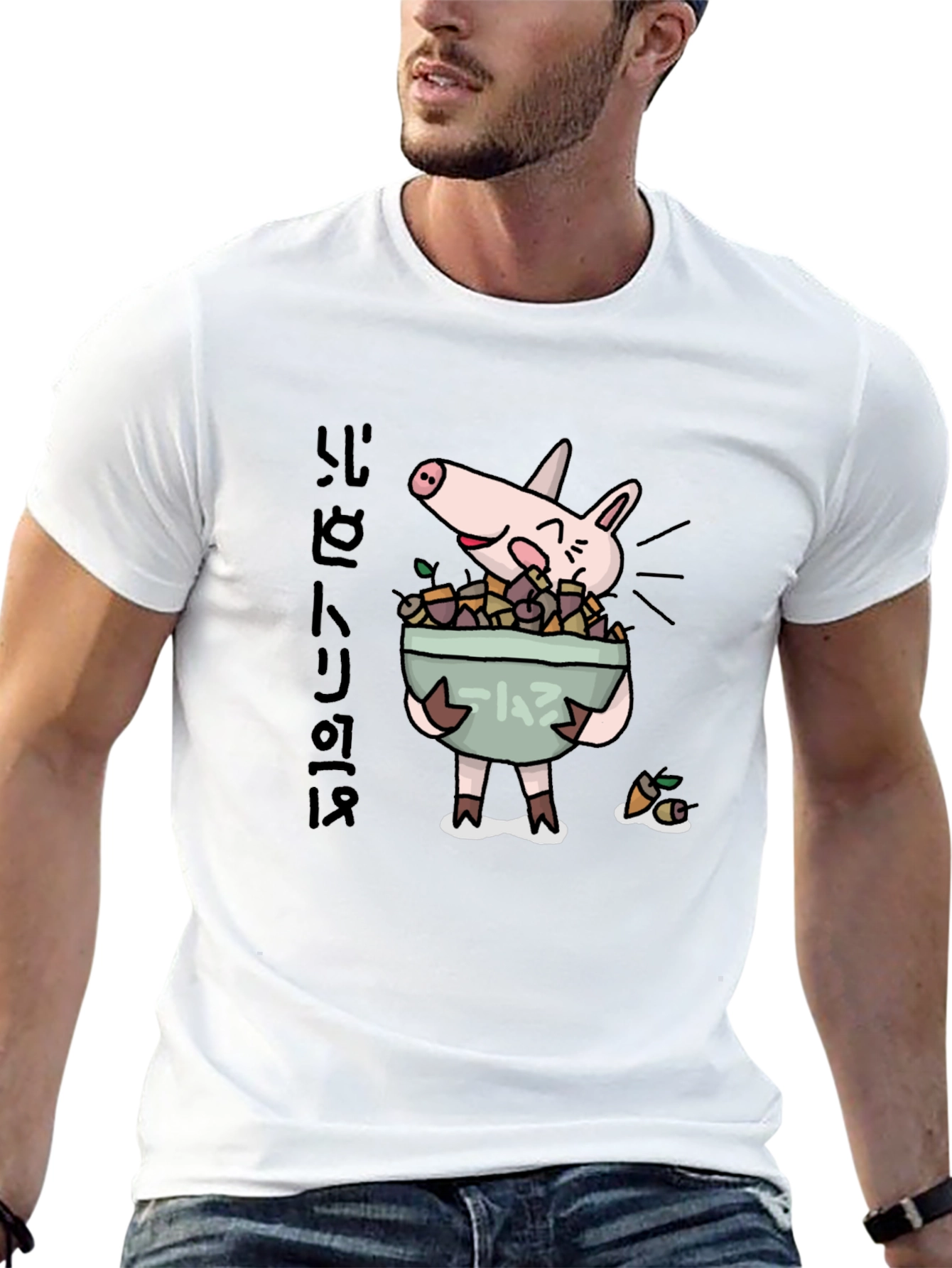 Funny Pig Ramen Graphic T-Shirt