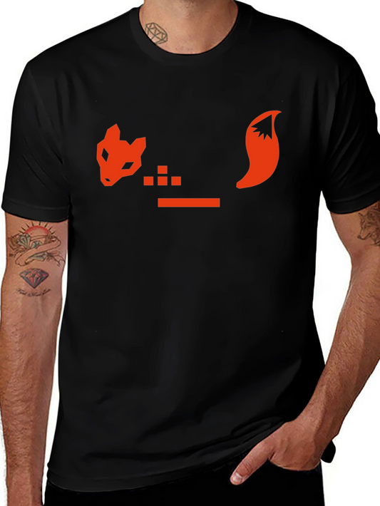 Geometric Fox Graphic T-Shirt - Black
