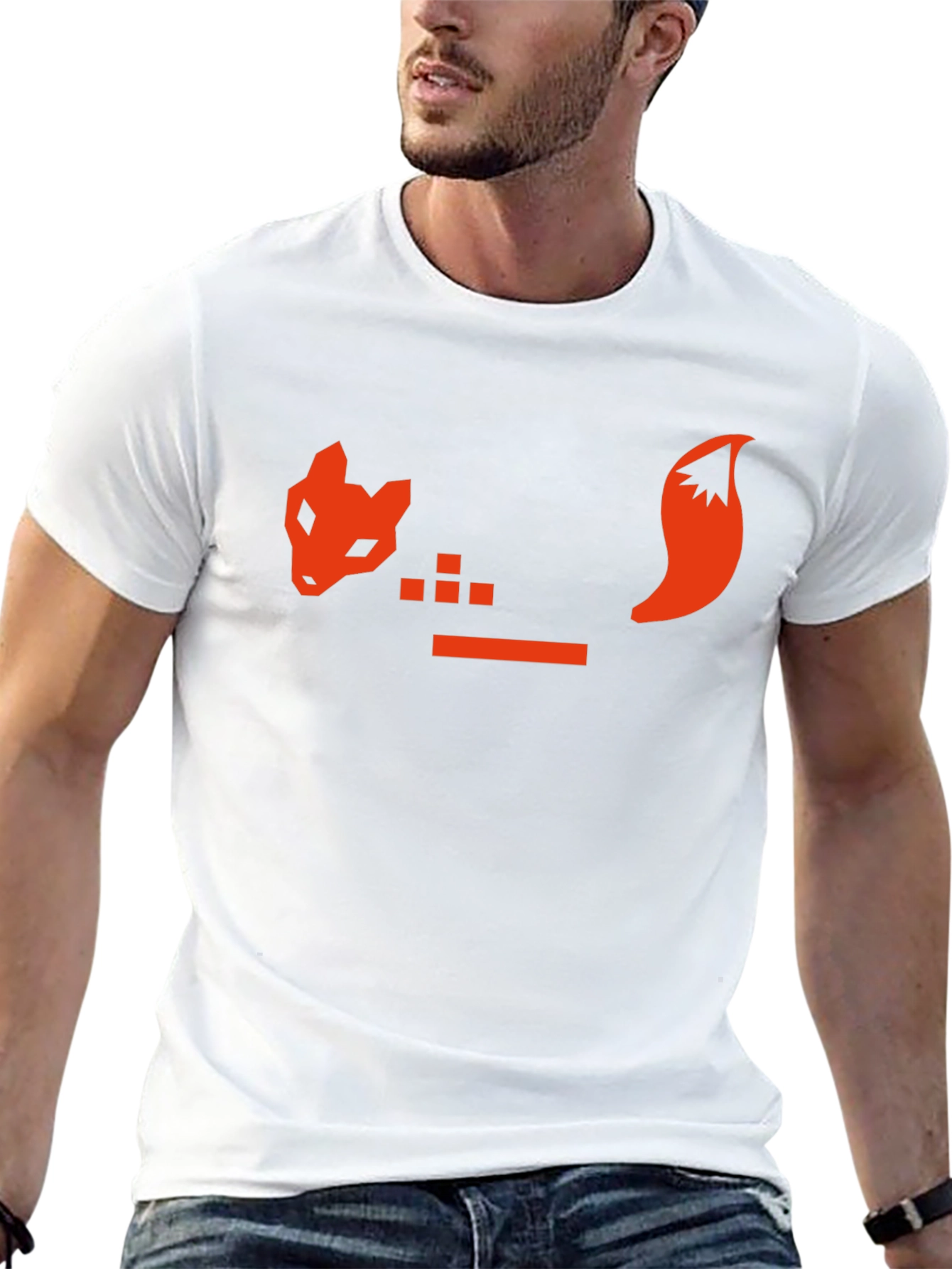 Geometric Fox Graphic T-Shirt - Black