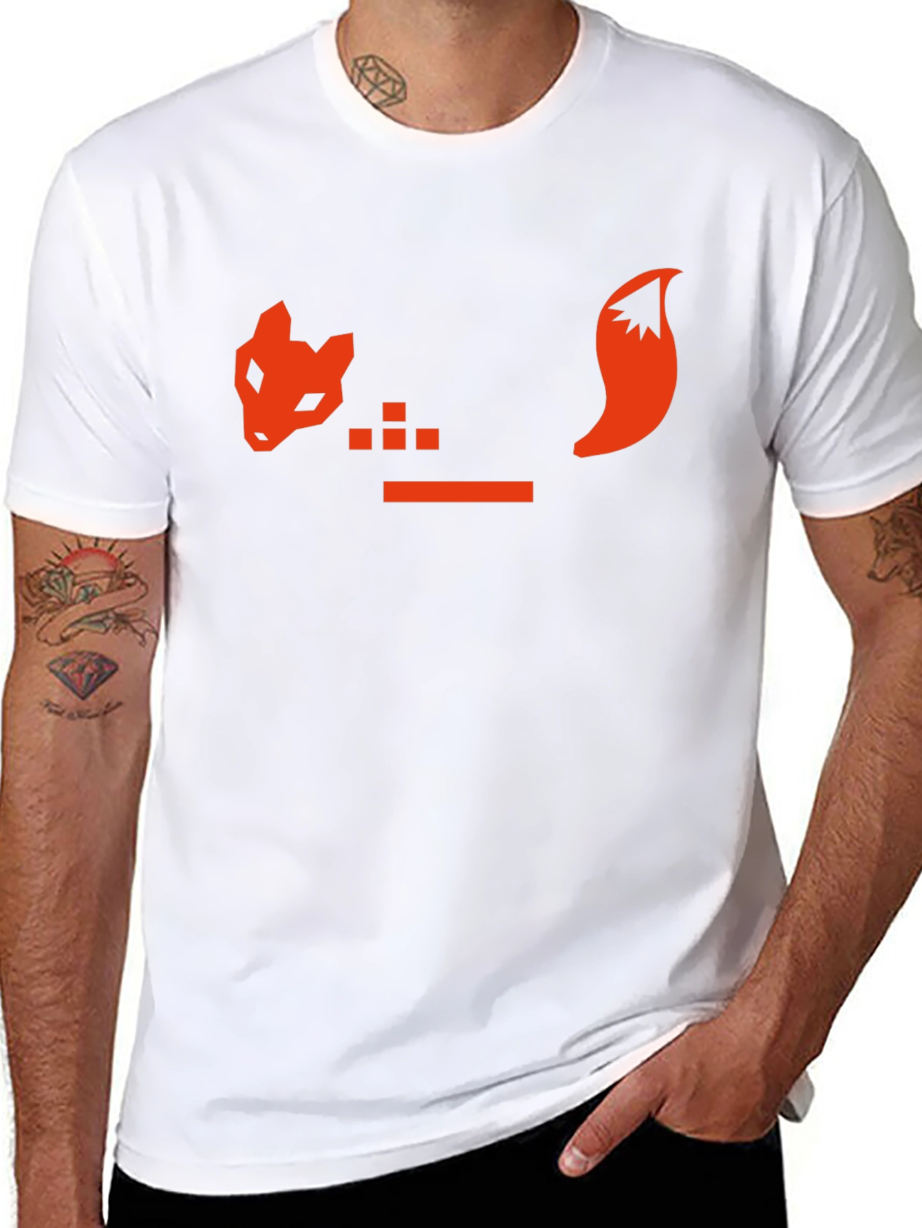 Geometric Fox Graphic T-Shirt - Black
