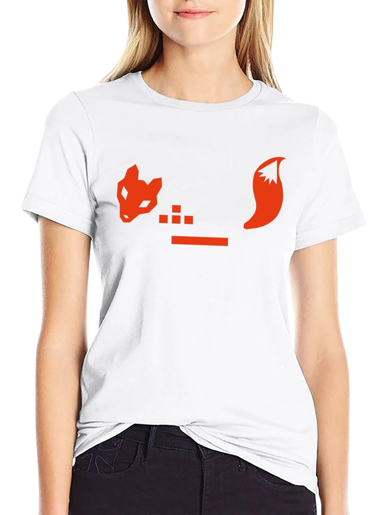 Geometric Fox Graphic T-Shirt - Black