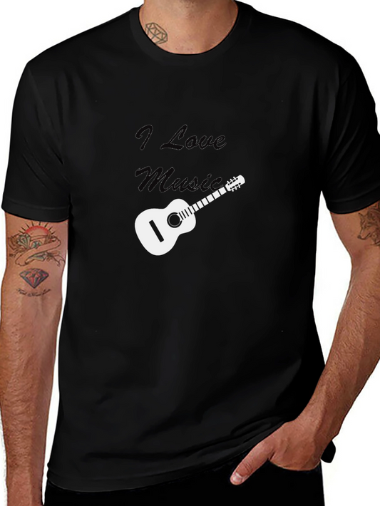 I Love Music Guitar T-Shirt
