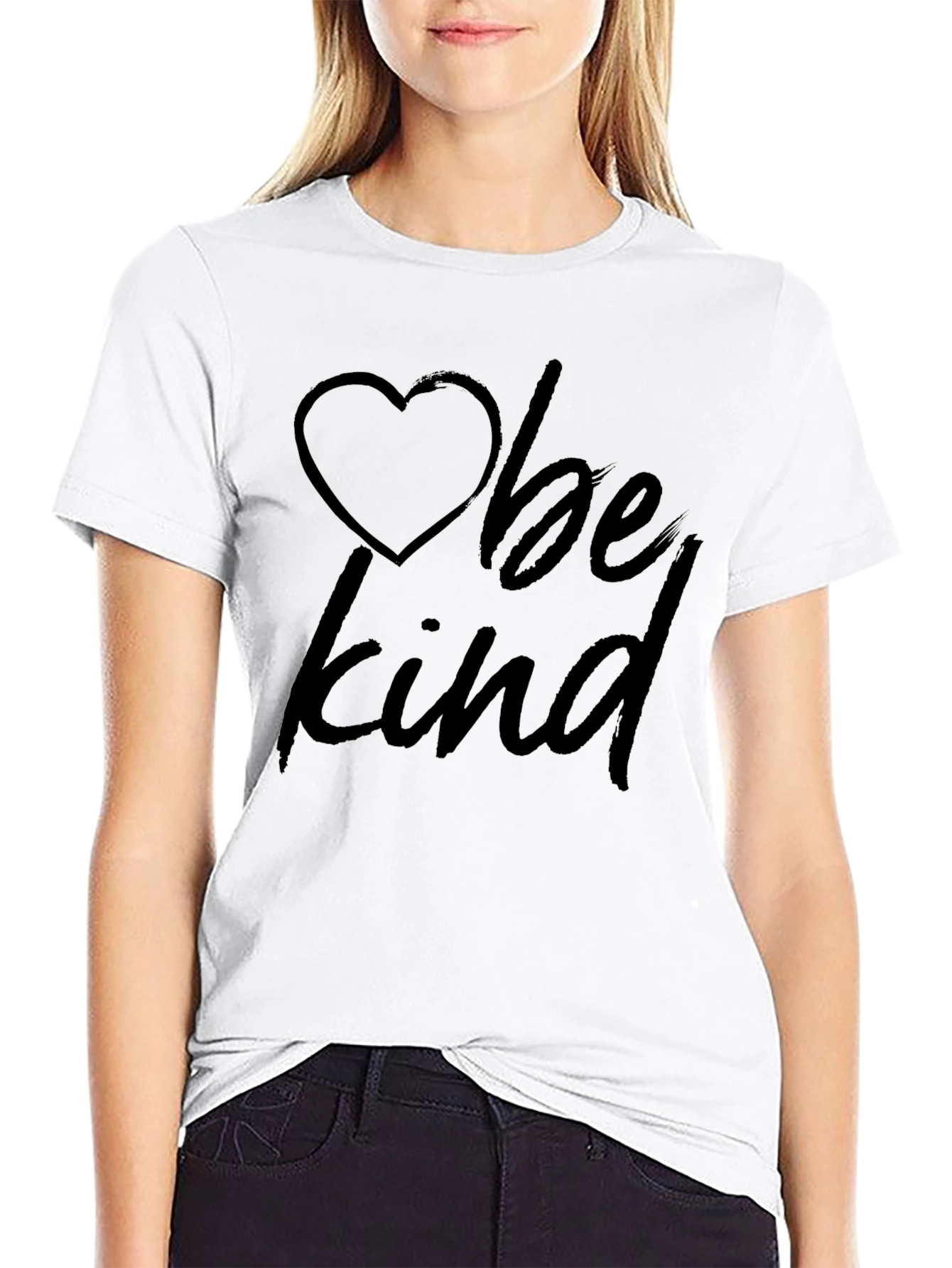 Be Kind Heart Graphic Tee -  Classic Crew Neck