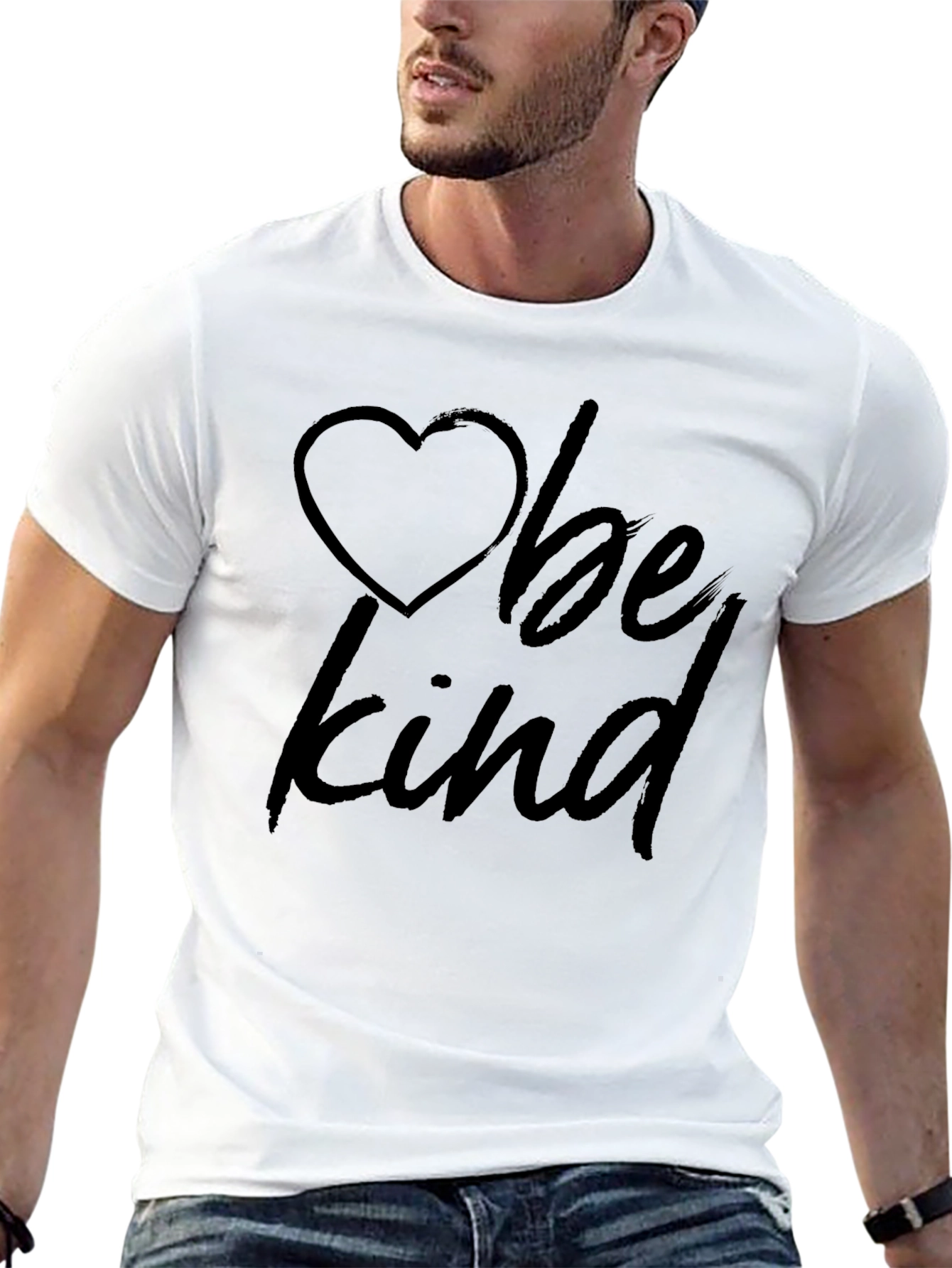 Be Kind Heart Graphic Tee -  Classic Crew Neck