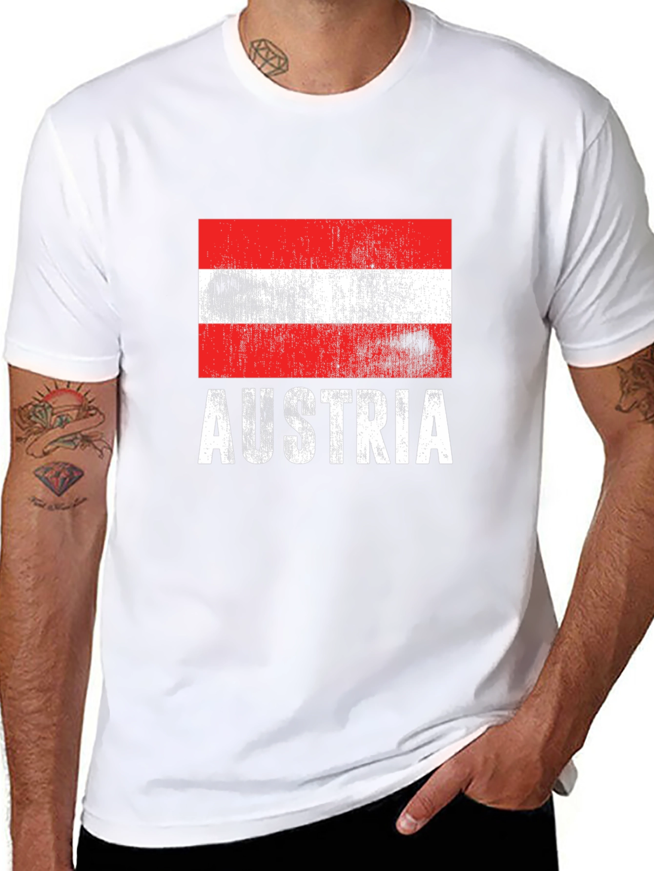 Austria Flag T-Shirt Distressed Graphic Tee