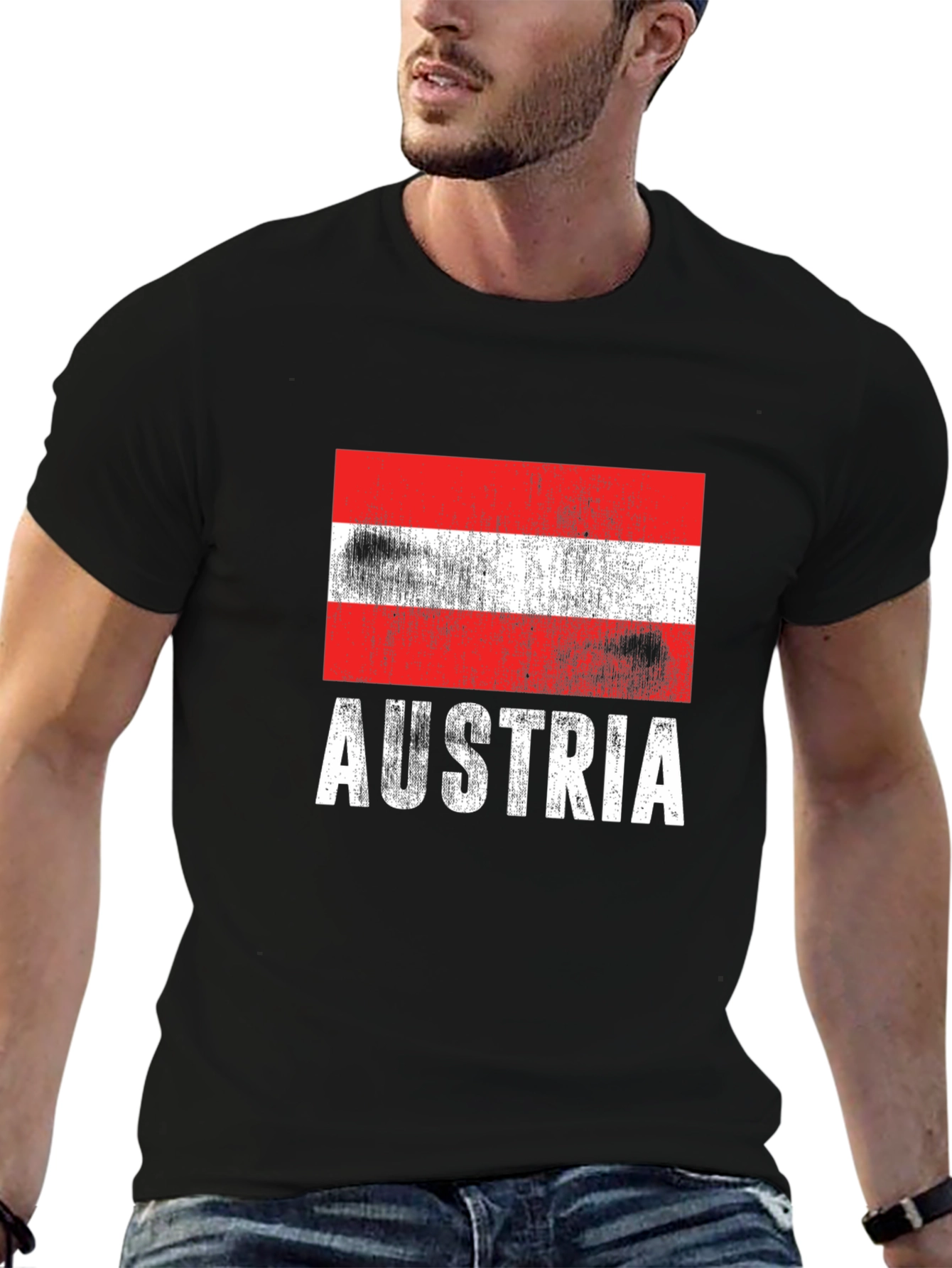 Austria Flag T-Shirt Distressed Graphic Tee