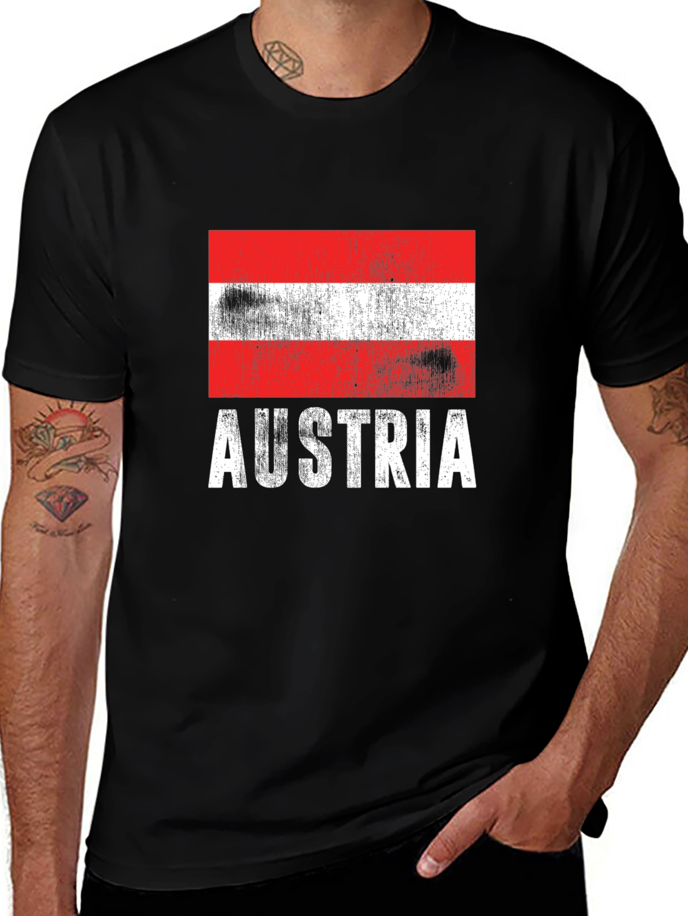 Austria Flag T-Shirt Distressed Graphic Tee