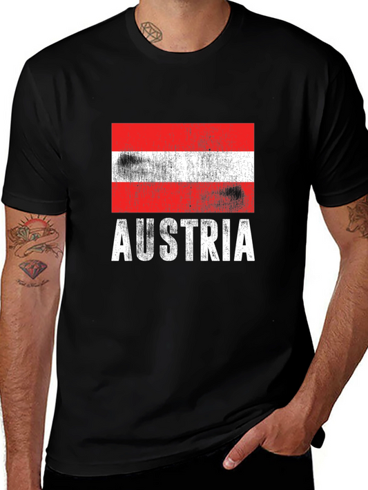 Austria Flag T-Shirt Distressed Graphic Tee
