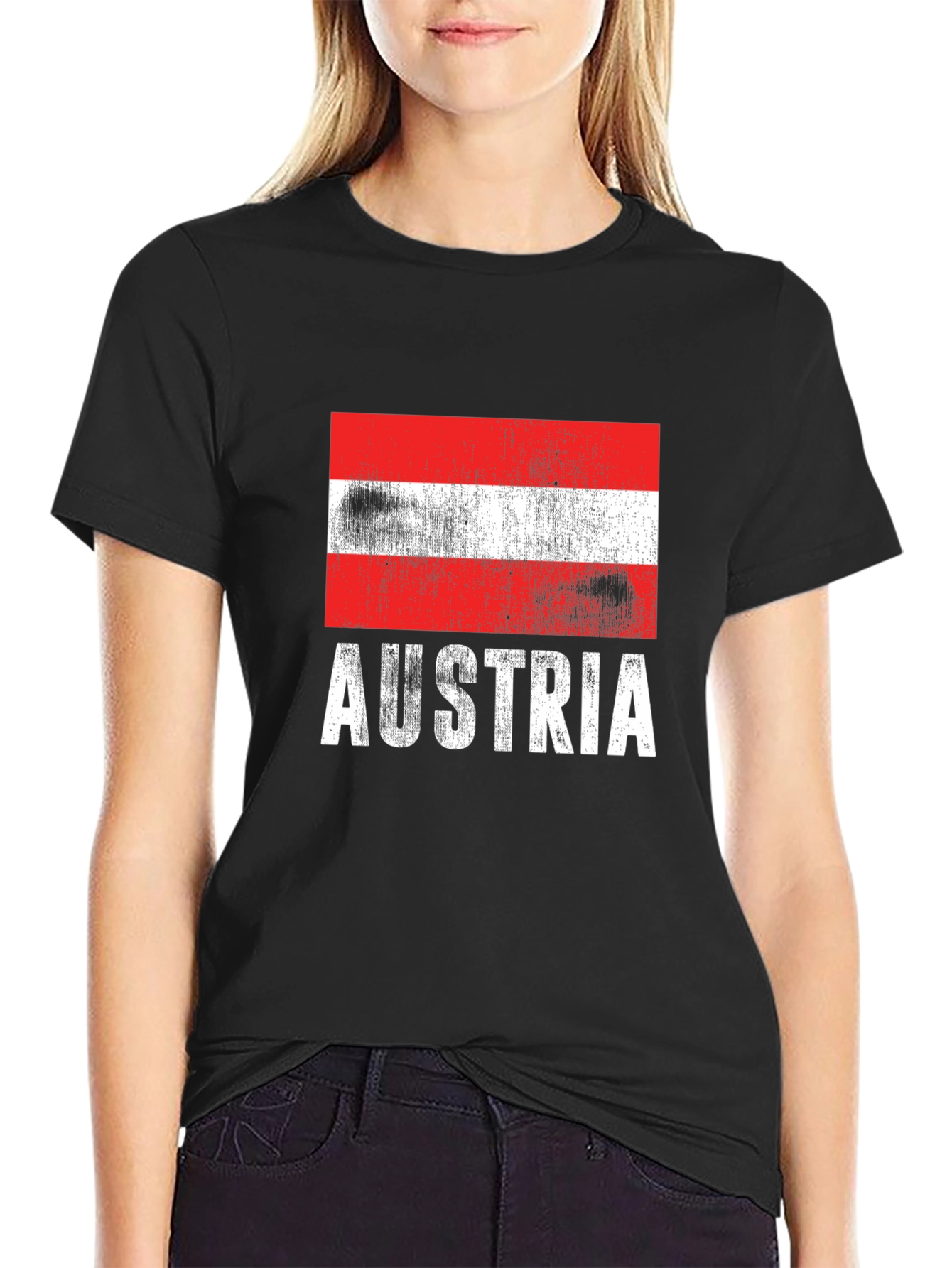 Austria Flag T-Shirt Distressed Graphic Tee