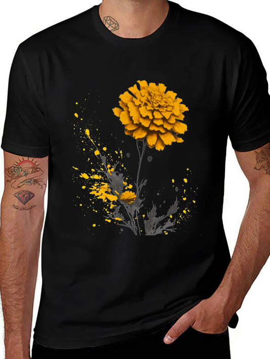 Floral Graphic Tee - Black T-Shirt with Flower Design