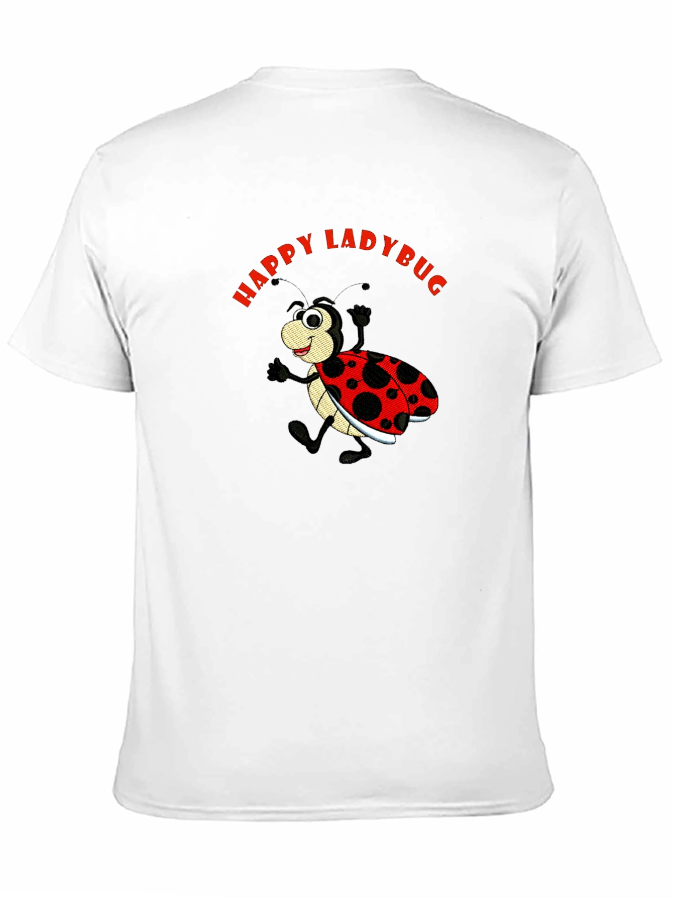 Happy Ladybug Black Cotton Graphic Tee
