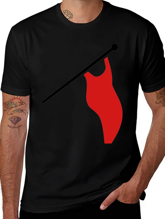 Red Flag Graphic Black T-Shirt Casual