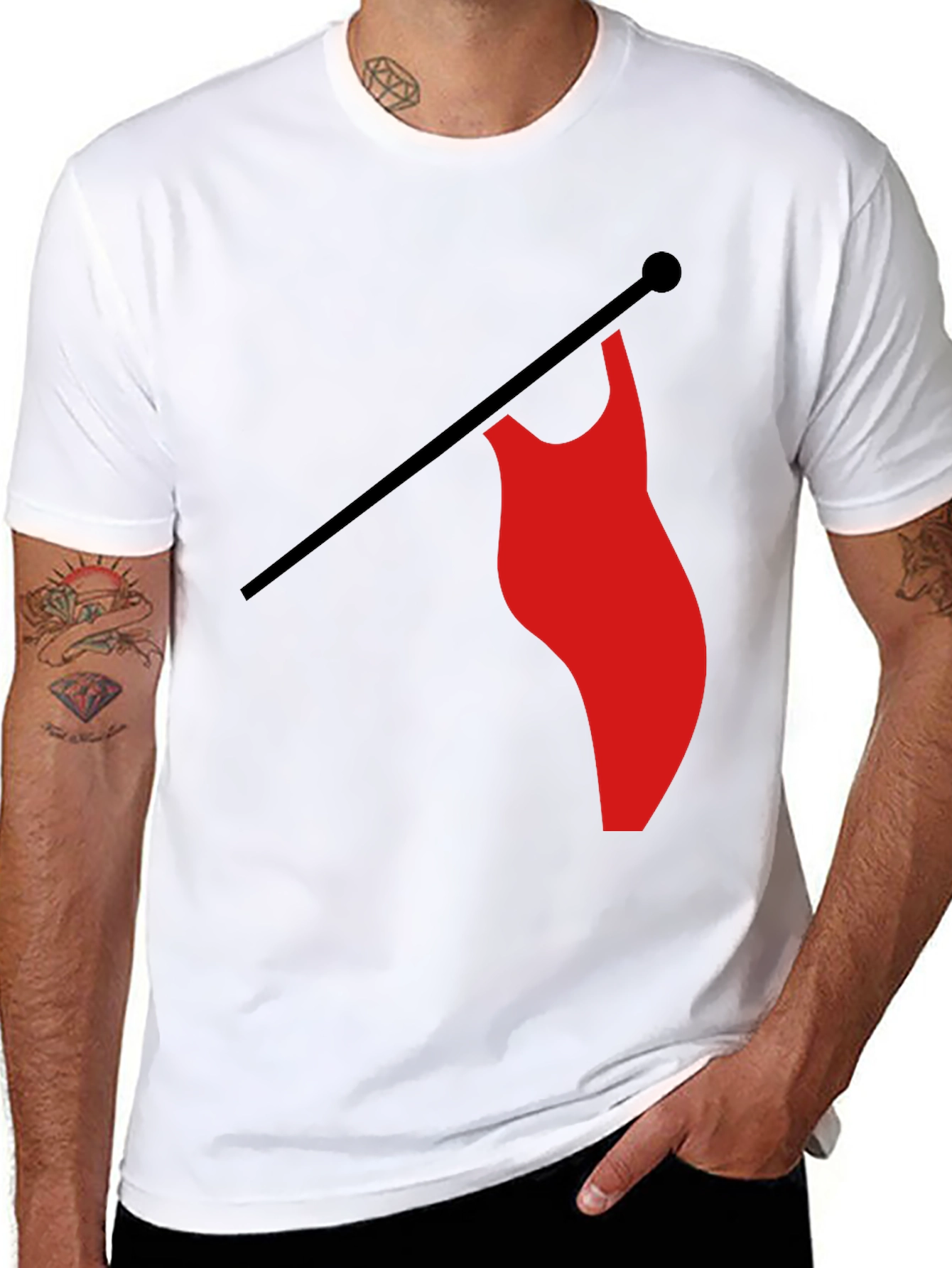 Red Flag Graphic Black T-Shirt Casual