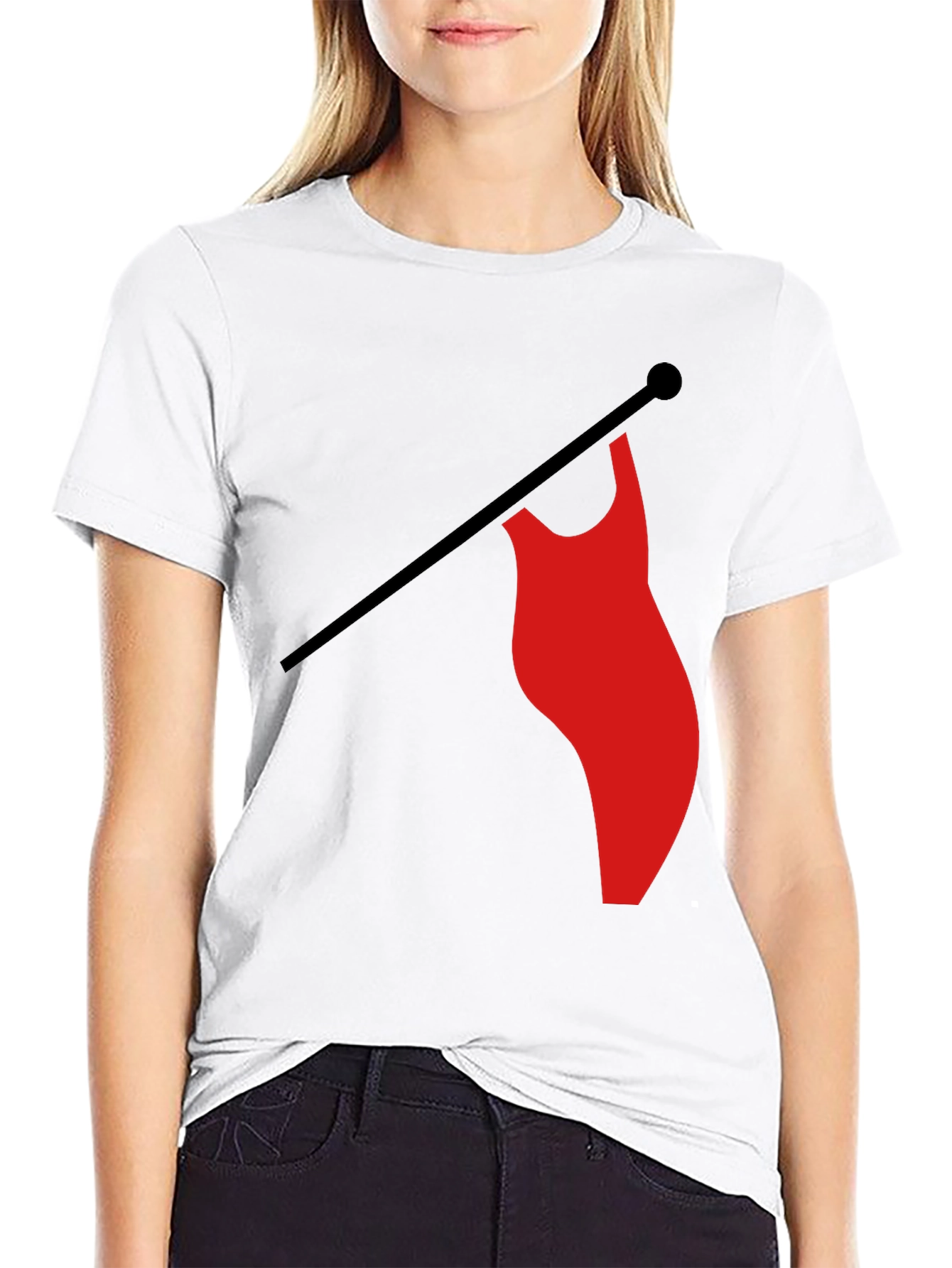 Red Flag Graphic Black T-Shirt Casual