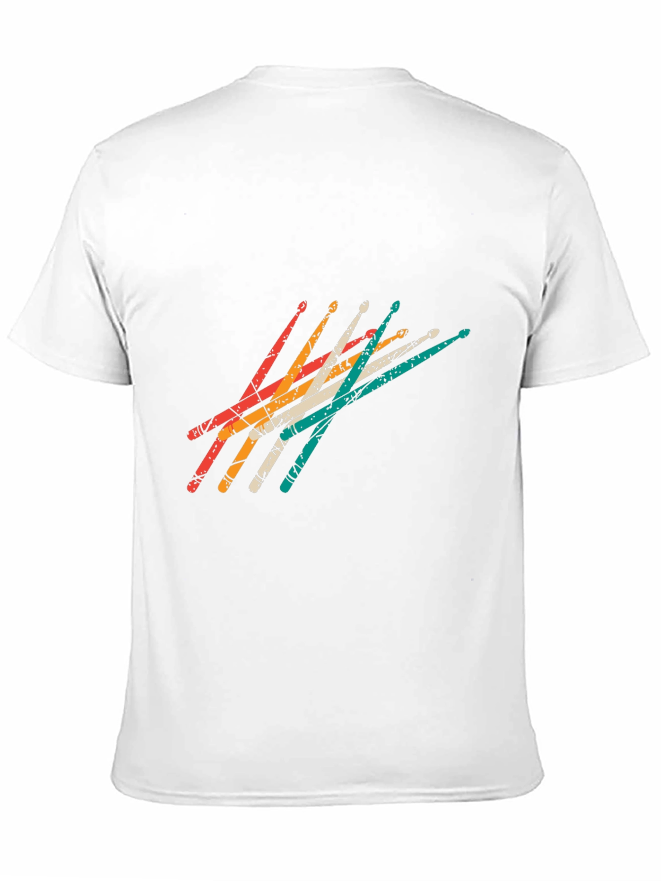Retro Drumsticks Graphic Tee - Black Casual T-Shirt