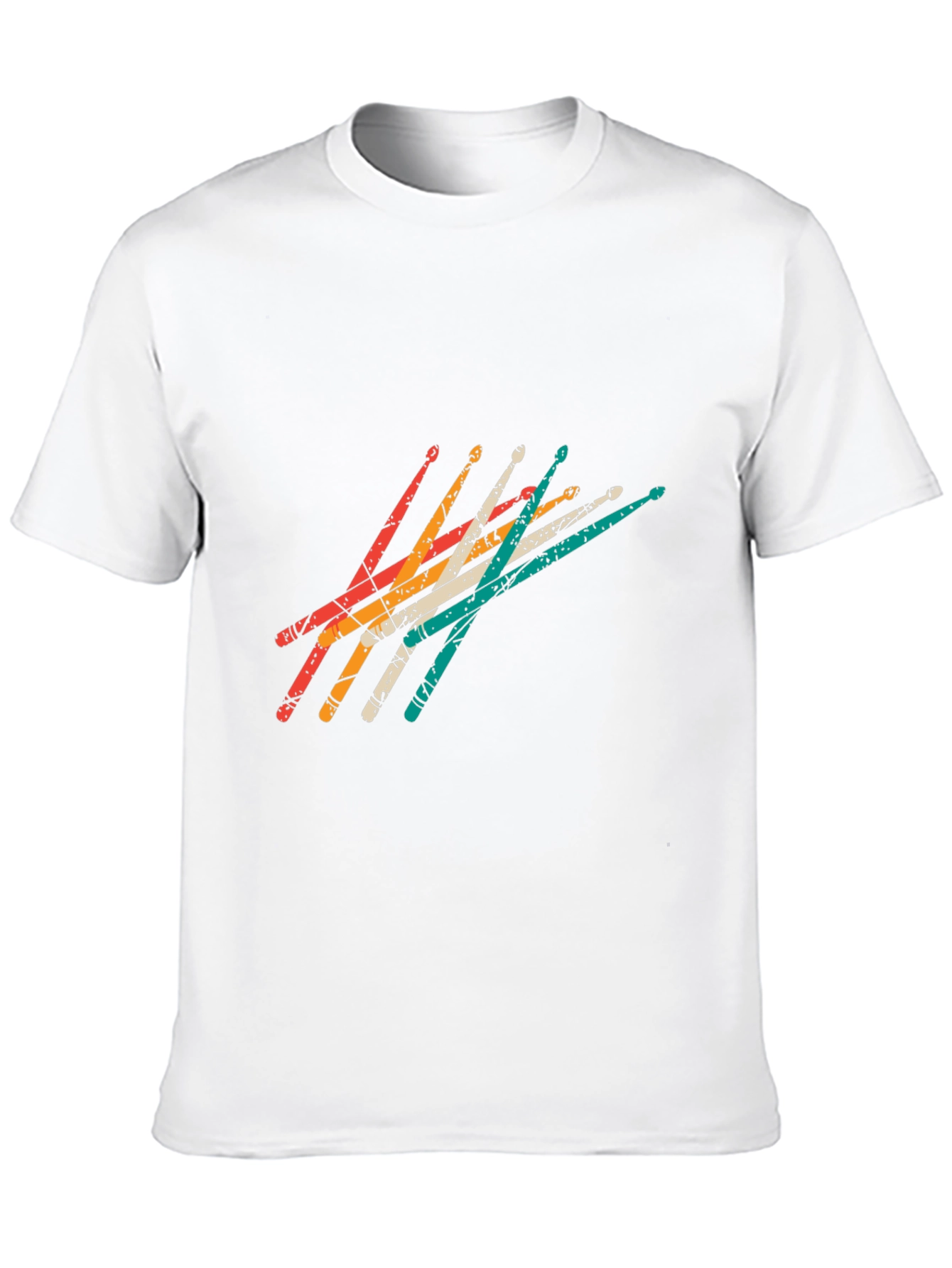 Retro Drumsticks Graphic Tee - Black Casual T-Shirt