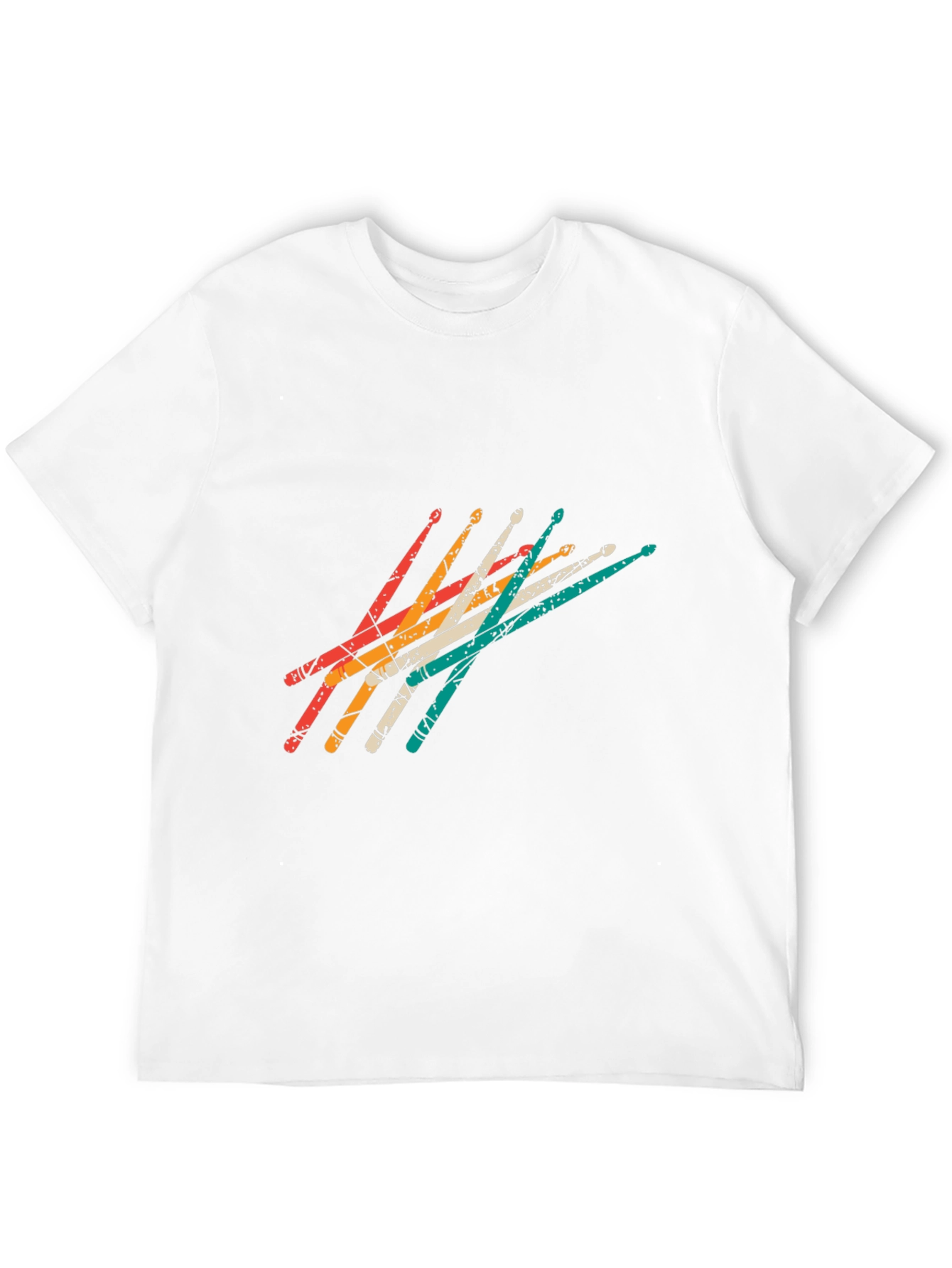 Retro Drumsticks Graphic Tee - Black Casual T-Shirt