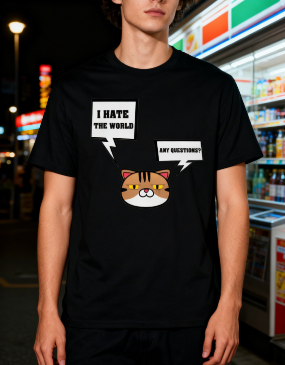 'Grumpy Cat Attitude' Graphic Tee - I HATE THE WORLD
