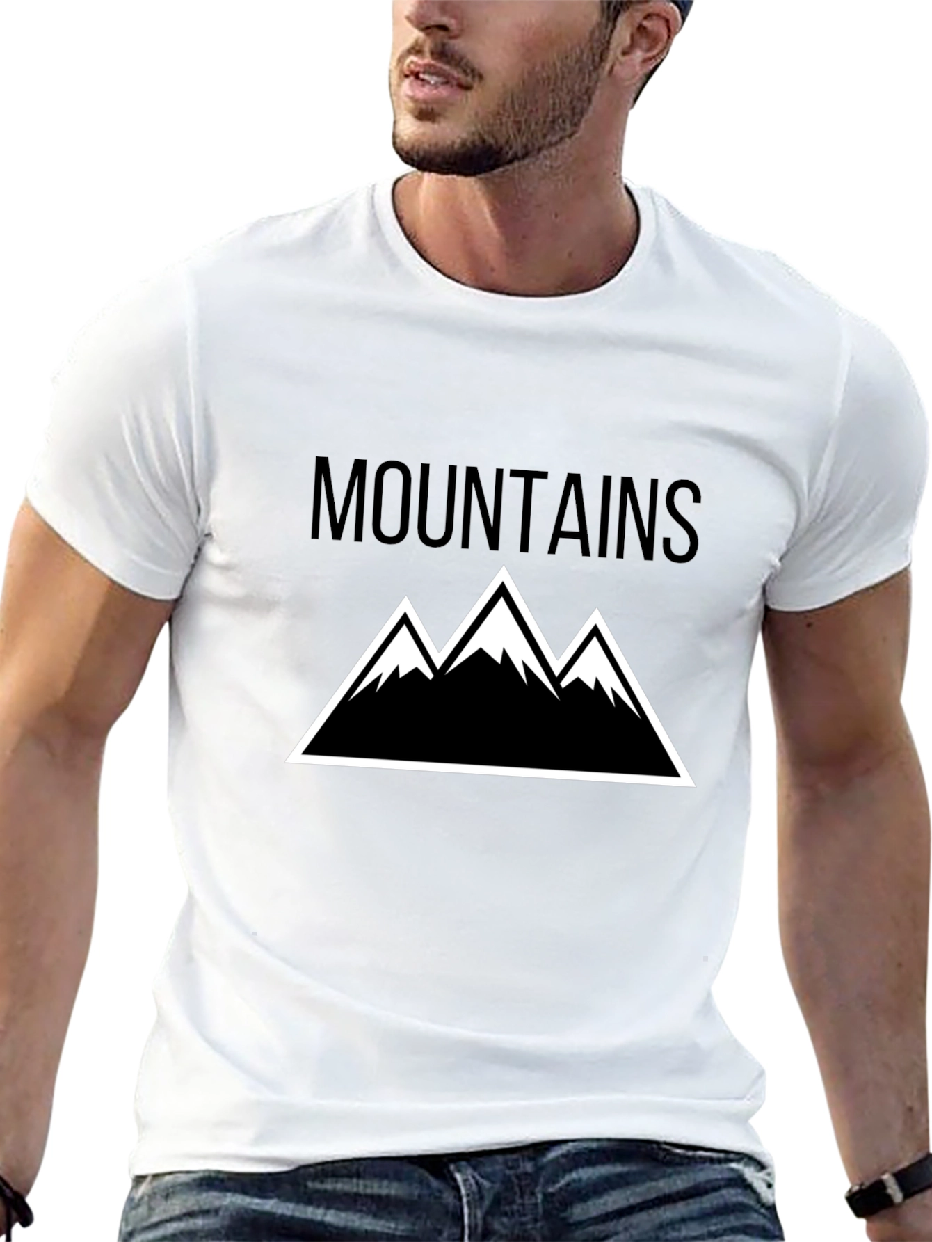 Mountains Graphic Tee - Black Short Sleeve T-Shirt