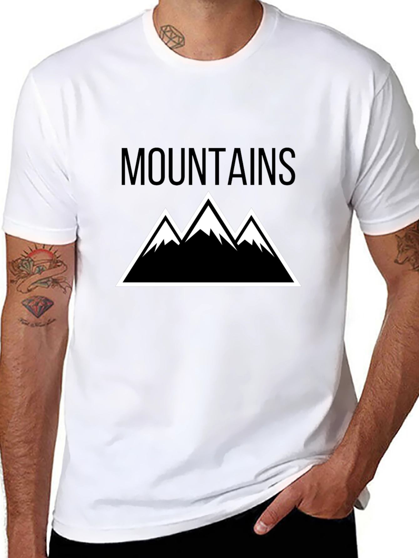 Mountains Graphic Tee - Black Short Sleeve T-Shirt
