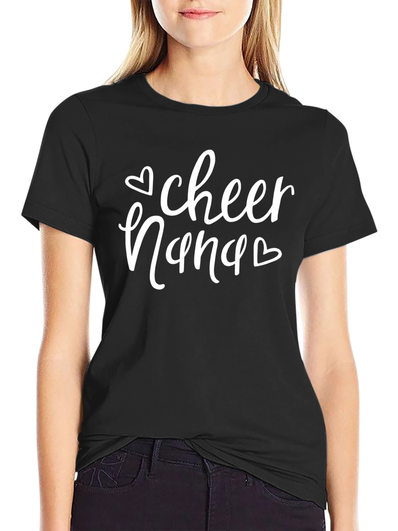 Cheer Nana Black T-Shirt - Gift for Grandma