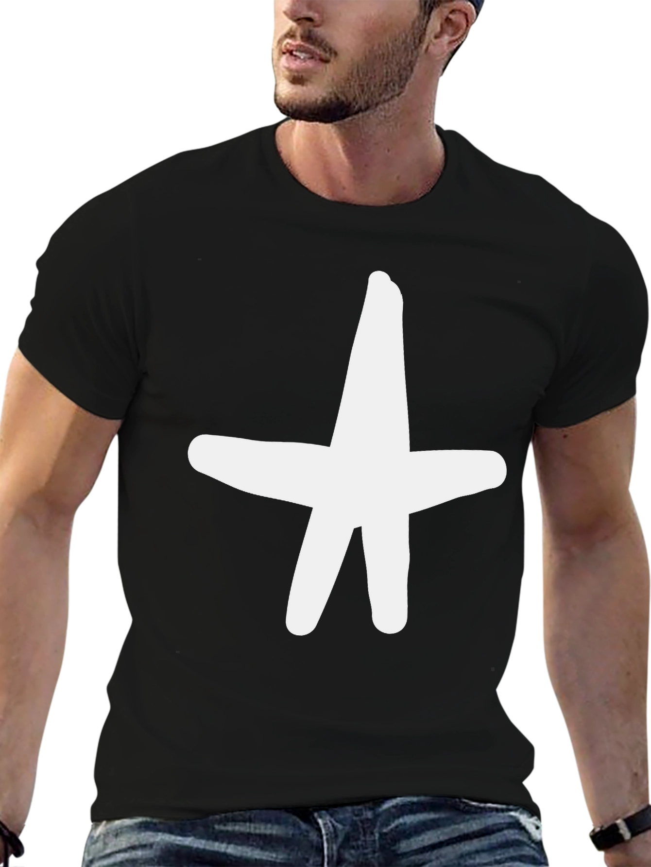 Bold Star Graphic Tee - Casual Black T-Shirt