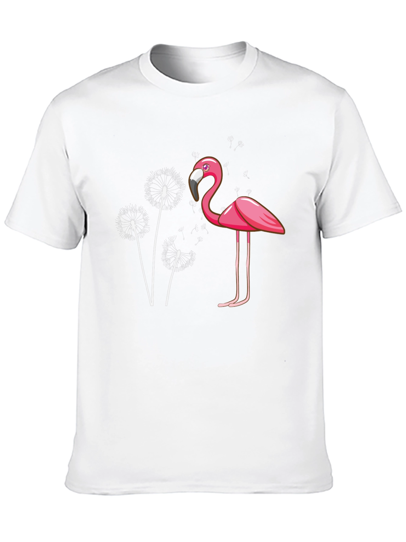 Flamingo Dandelion Graphic Tee - Trendy Black T-Shirt