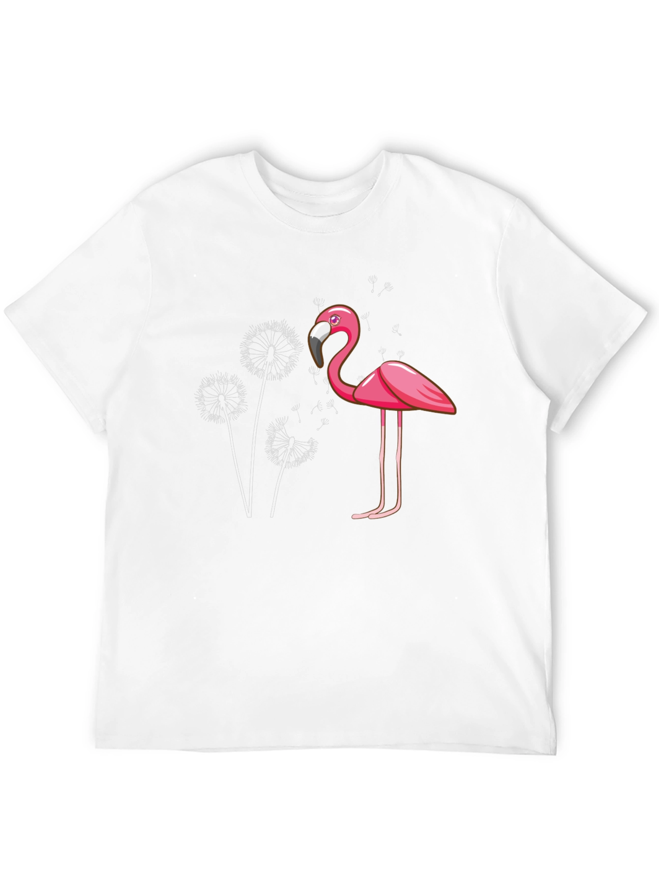 Flamingo Dandelion Graphic Tee - Trendy Black T-Shirt