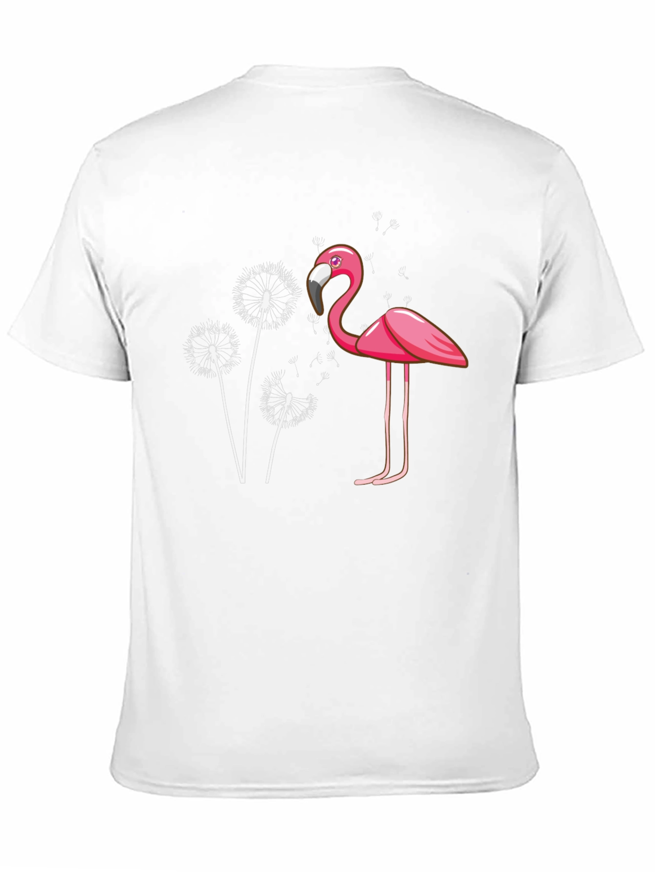 Flamingo Dandelion Graphic Tee - Trendy Black T-Shirt