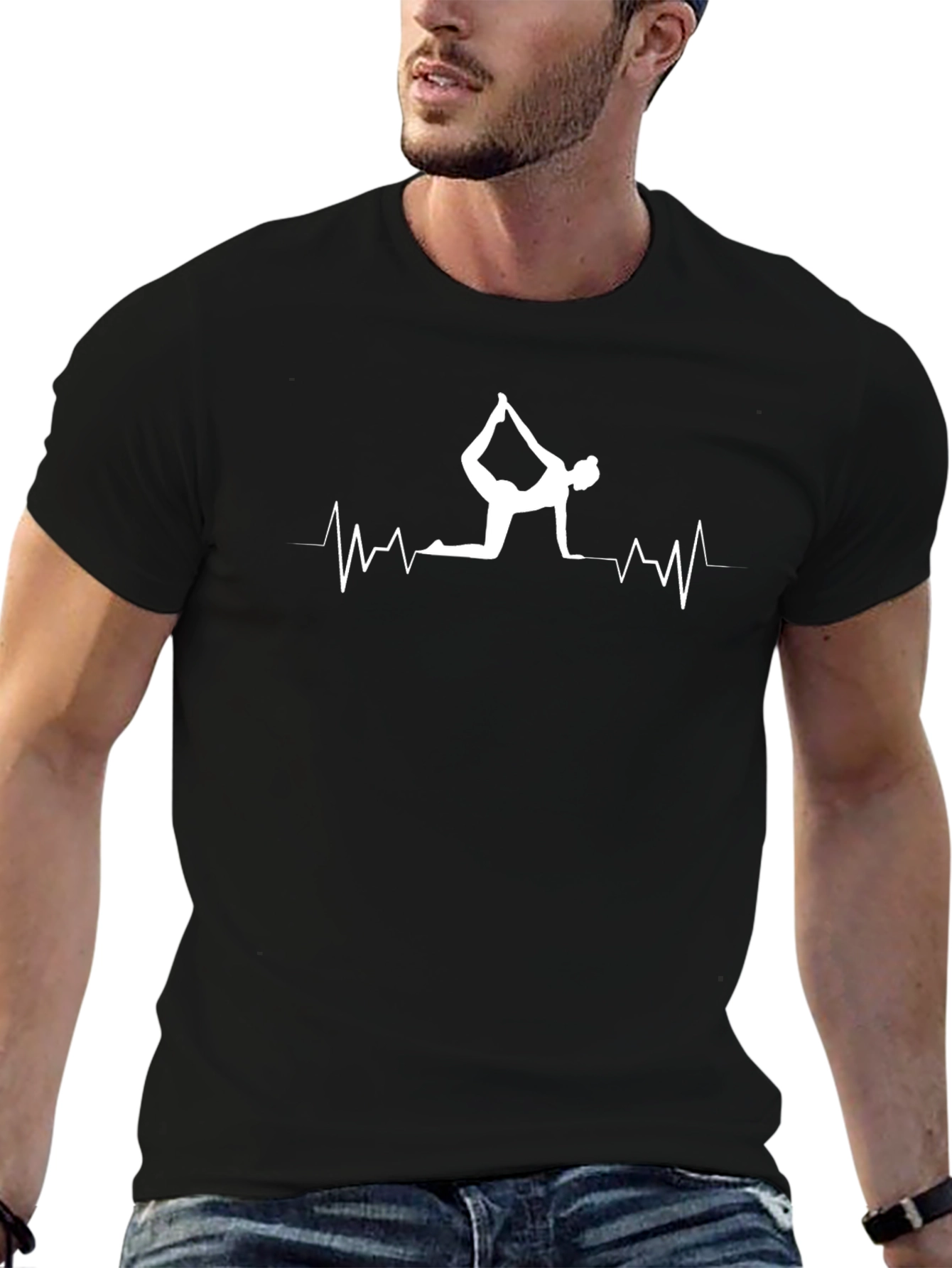 Yoga Heartbeat Graphic Tee - Black