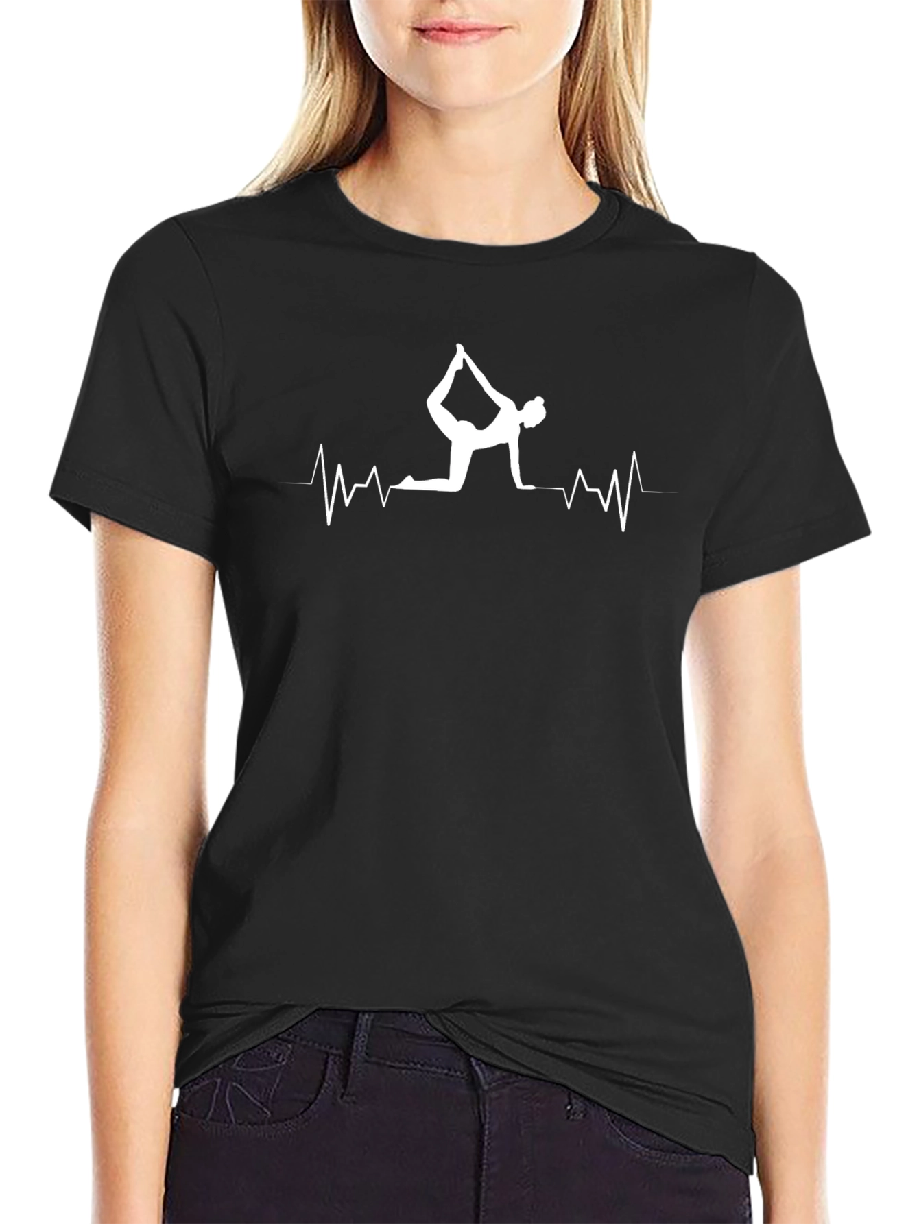 Yoga Heartbeat Graphic Tee - Black