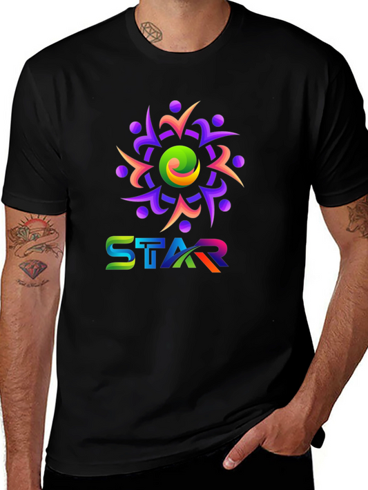 Stylish Black T-Shirt with Colorful Graphic Design
