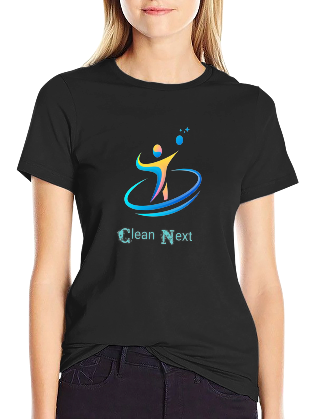 Clean Next Black Graphic Tee - Modern Style
