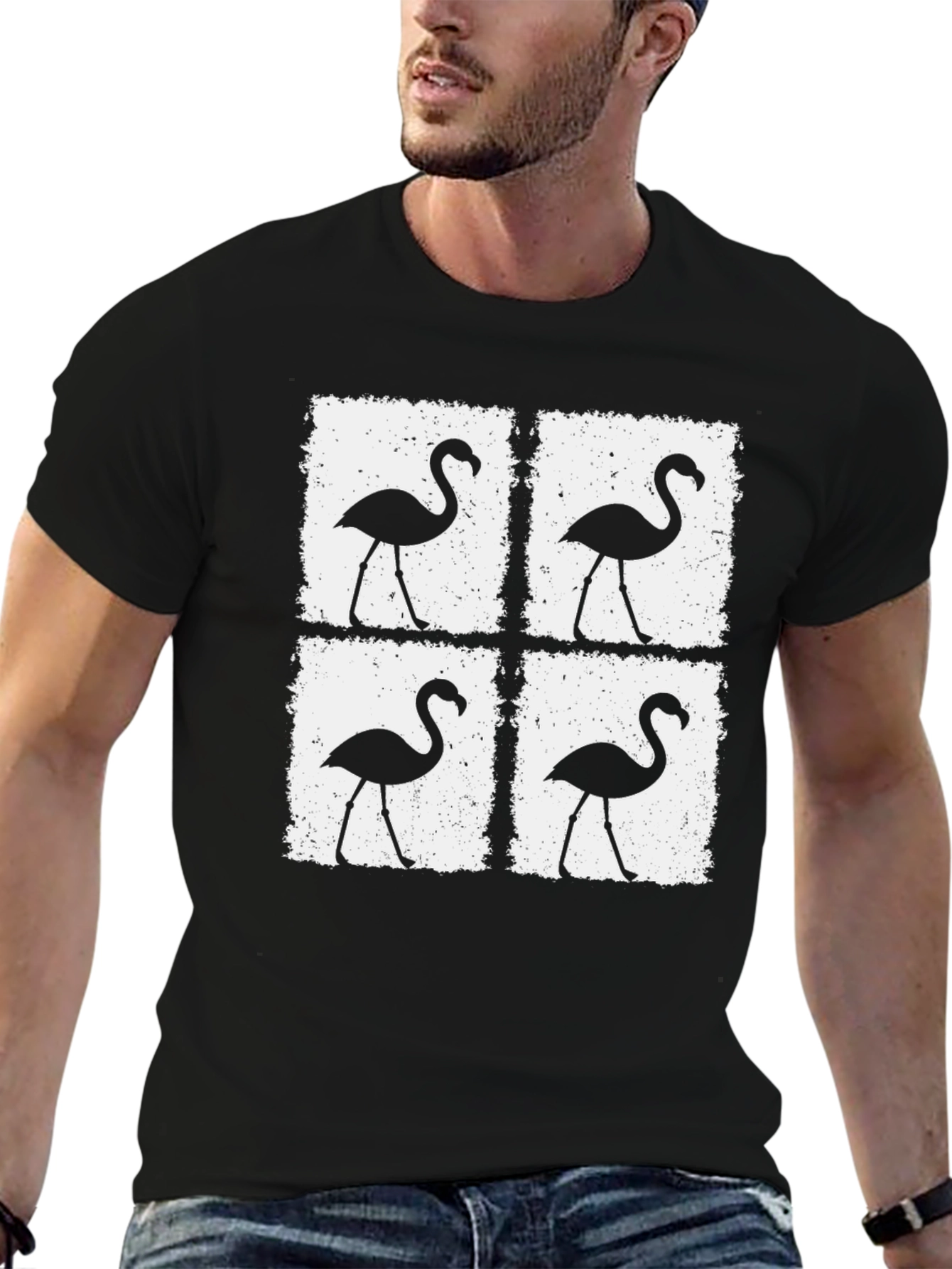 Flamingo Pop Art T-Shirt - Black Graphic Tee