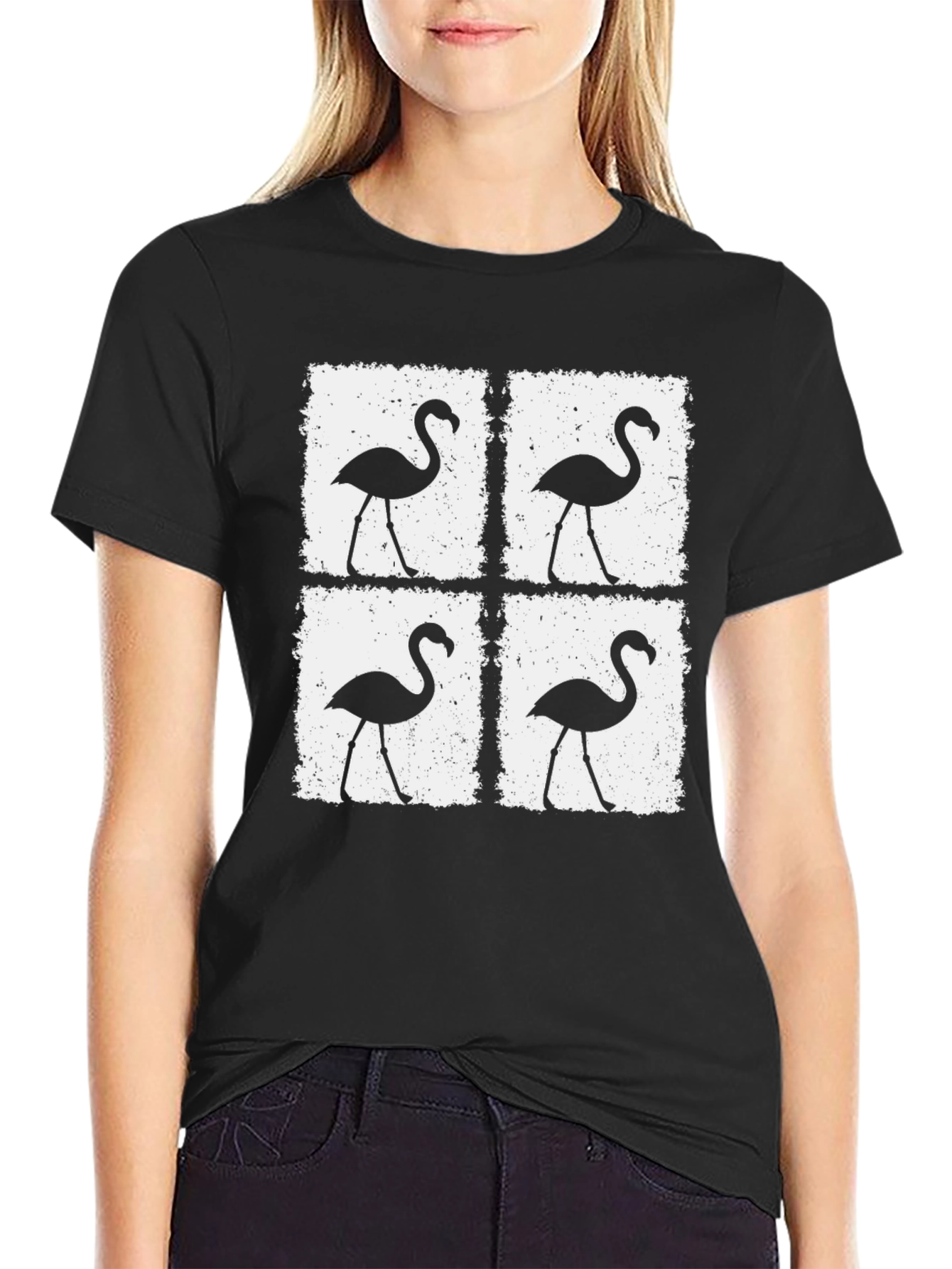 Flamingo Pop Art T-Shirt - Black Graphic Tee