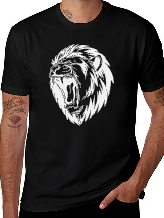Lion Graphic Tee - Black Cotton Blend