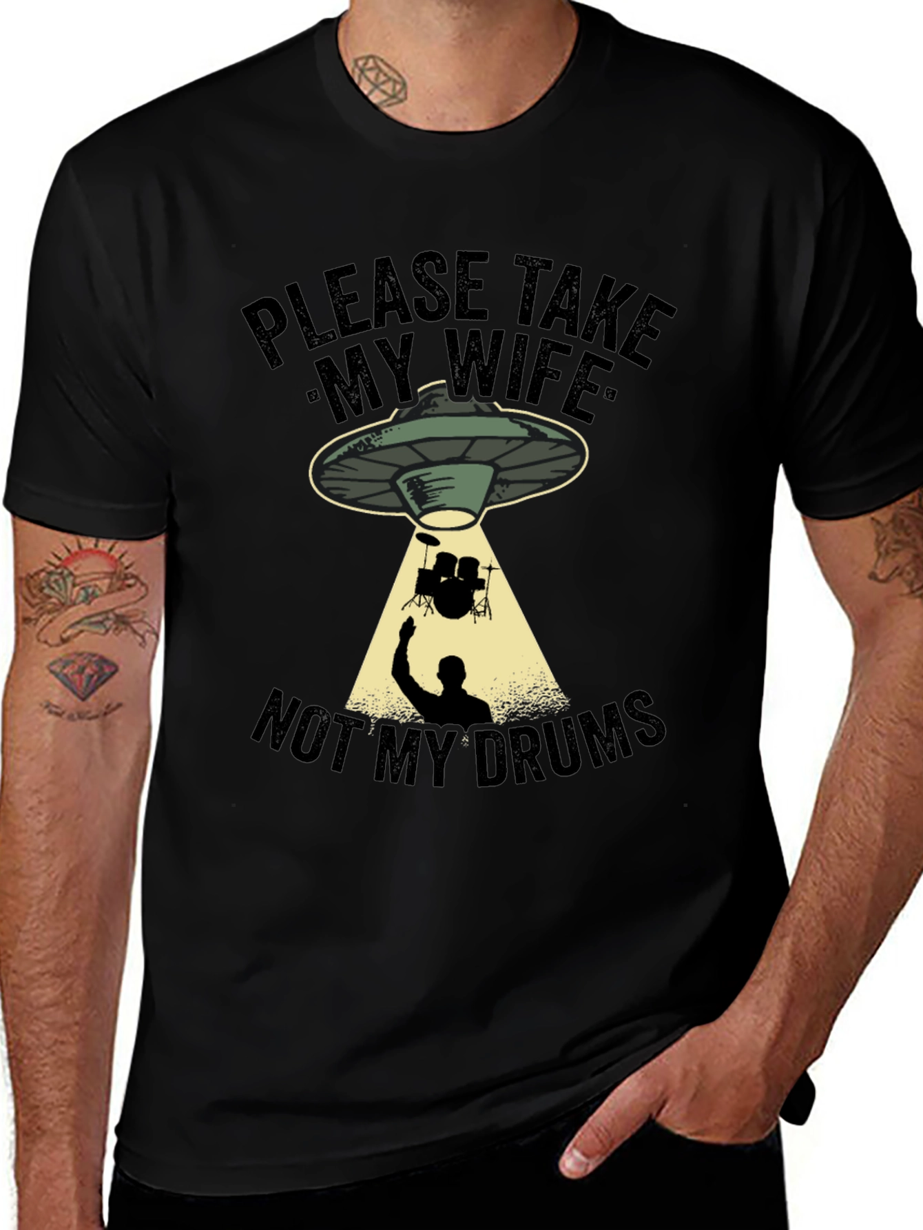 Funny Alien Abduction Drums T-Shirt