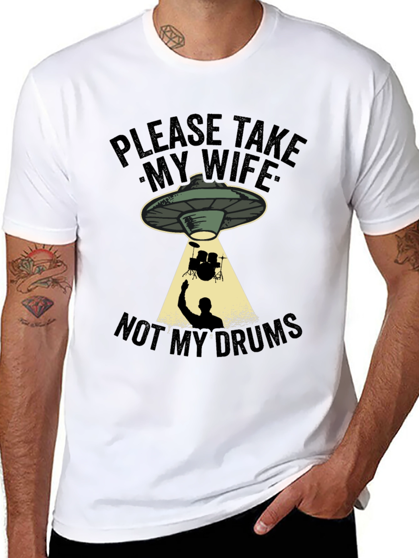 Funny Alien Abduction Drums T-Shirt