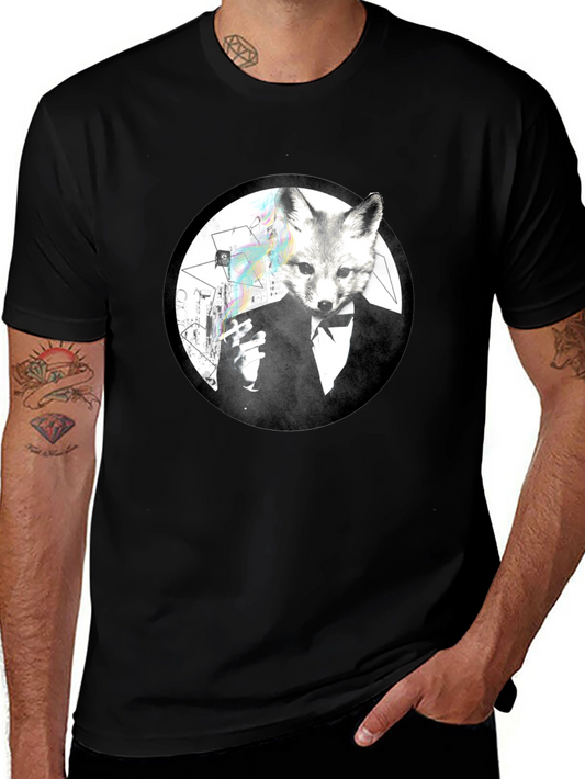 Fox Gentleman Graphic Tee - Black Cotton T-Shirt