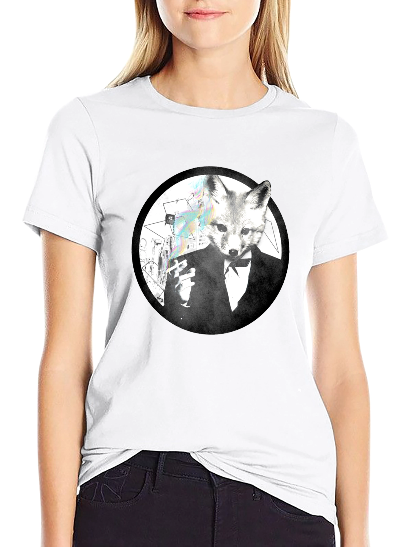 Fox Gentleman Graphic Tee - Black Cotton T-Shirt